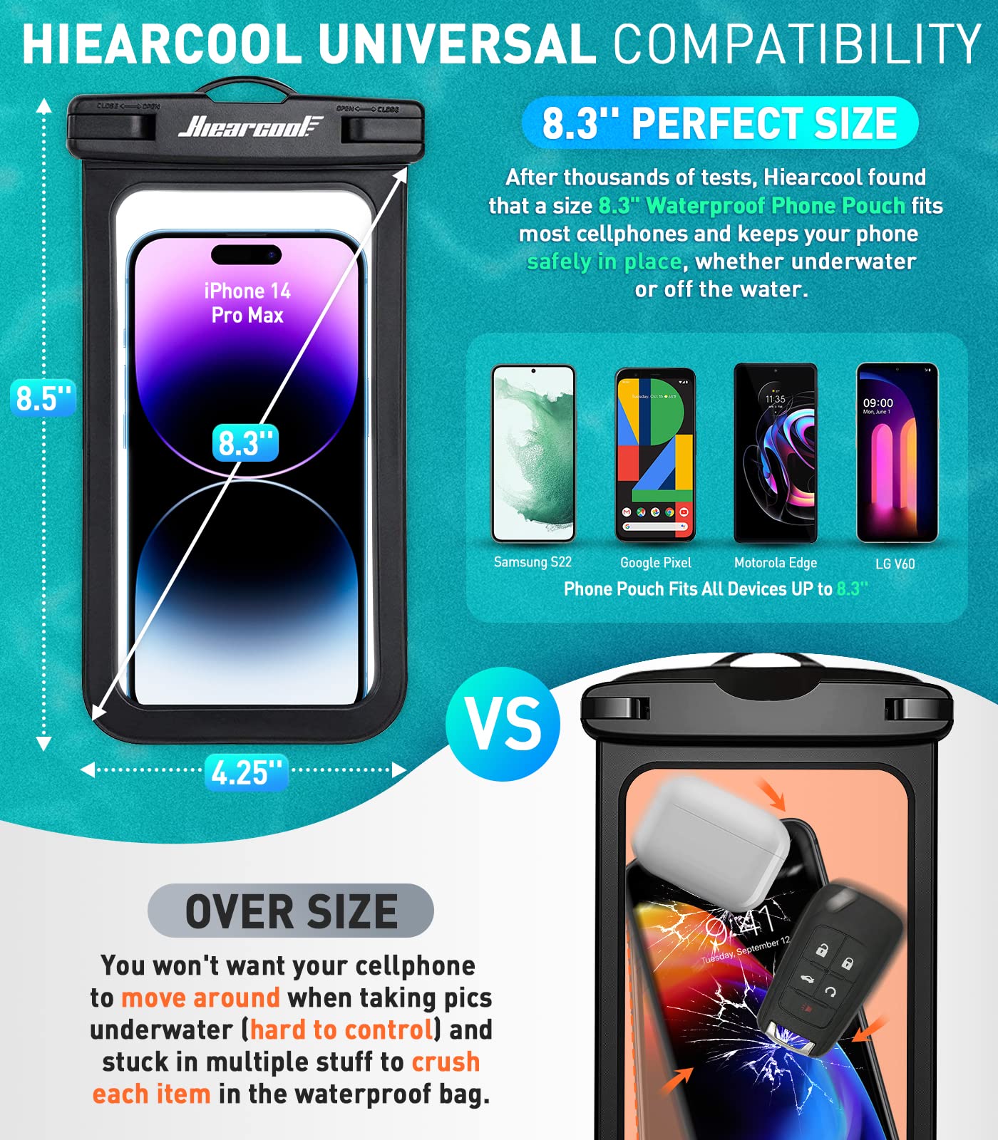 Foto 3 pulgar | Funda Impermeable Hiearcool Para Iphone 15/14/13/12 Pro Max - Venta Internacional.