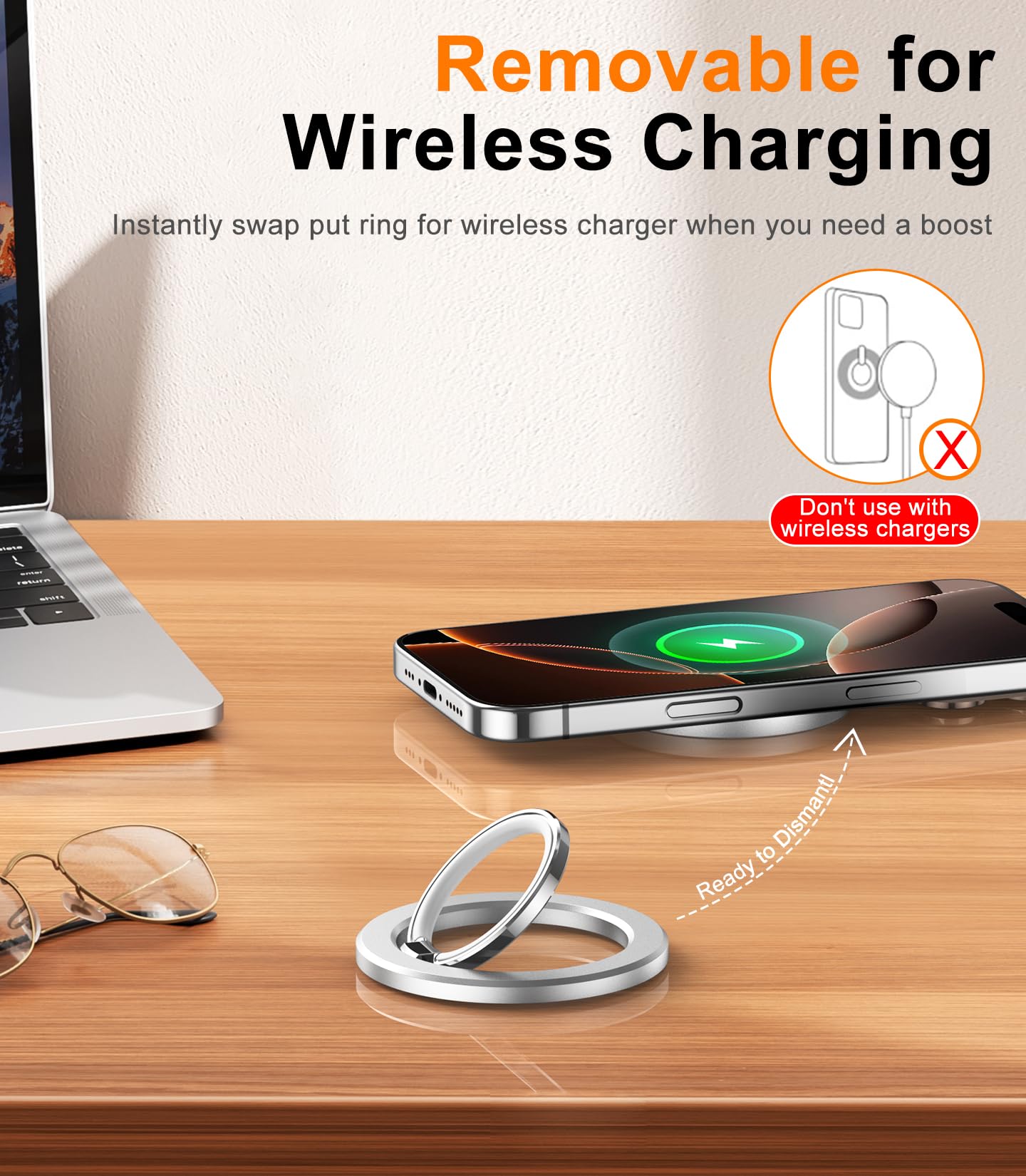 Foto 7 pulgar | Soporte Magnético Temdan Para Iphone Magsafe, Plateado - Venta Internacional.