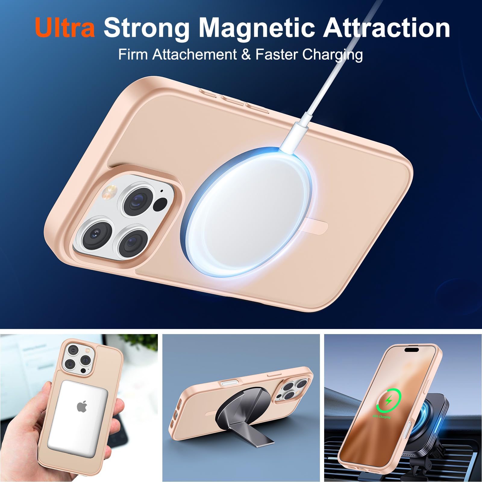 Foto 6 pulgar | Funda Magnética Supfine Para Iphone 16 Pro Max, Color Rosa Arena - Venta Internacional.