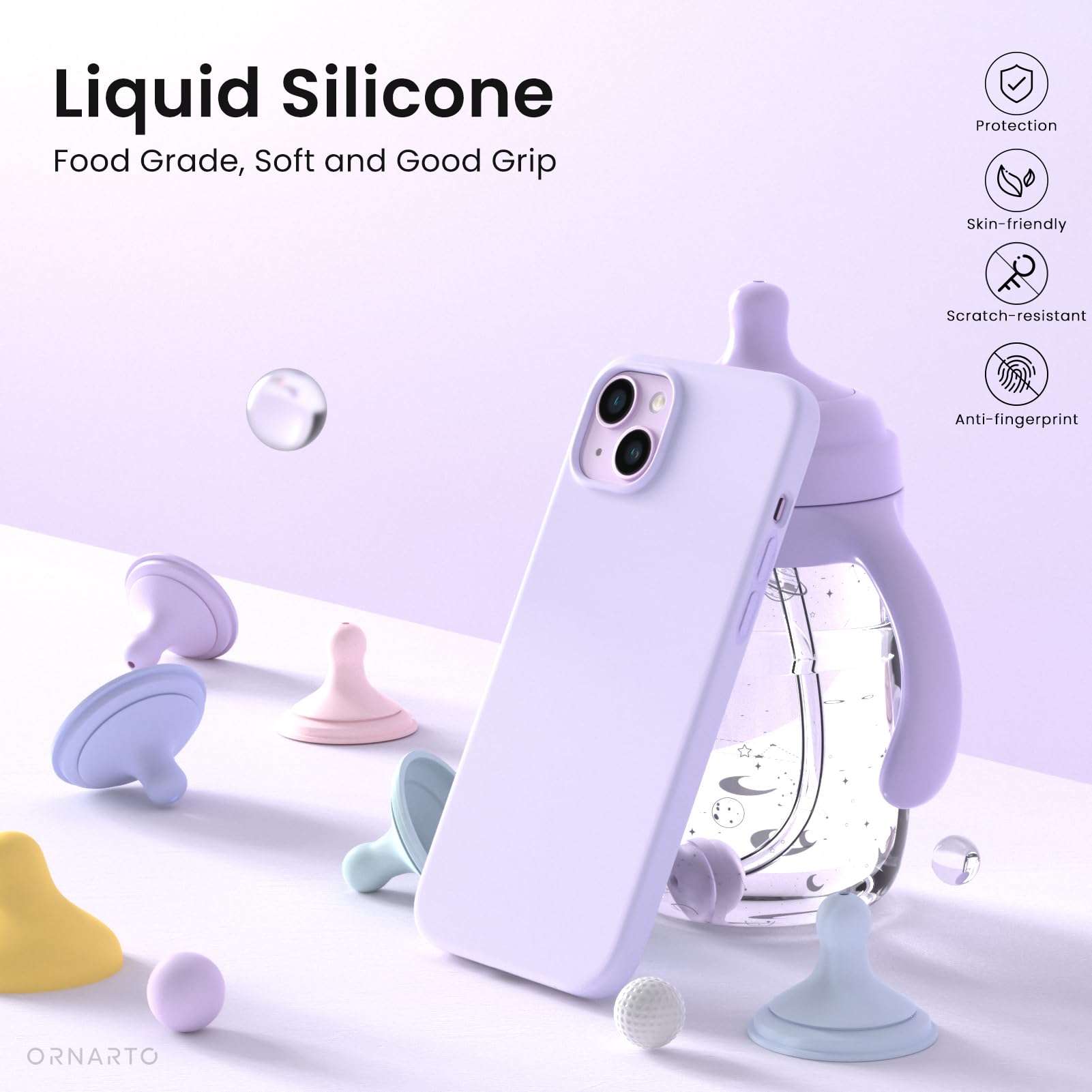 Foto 4 pulgar | Funda De Teléfono Ornarto Compatible Con Iphone 14 6.1 - Lila Pastel - Venta Internacional.