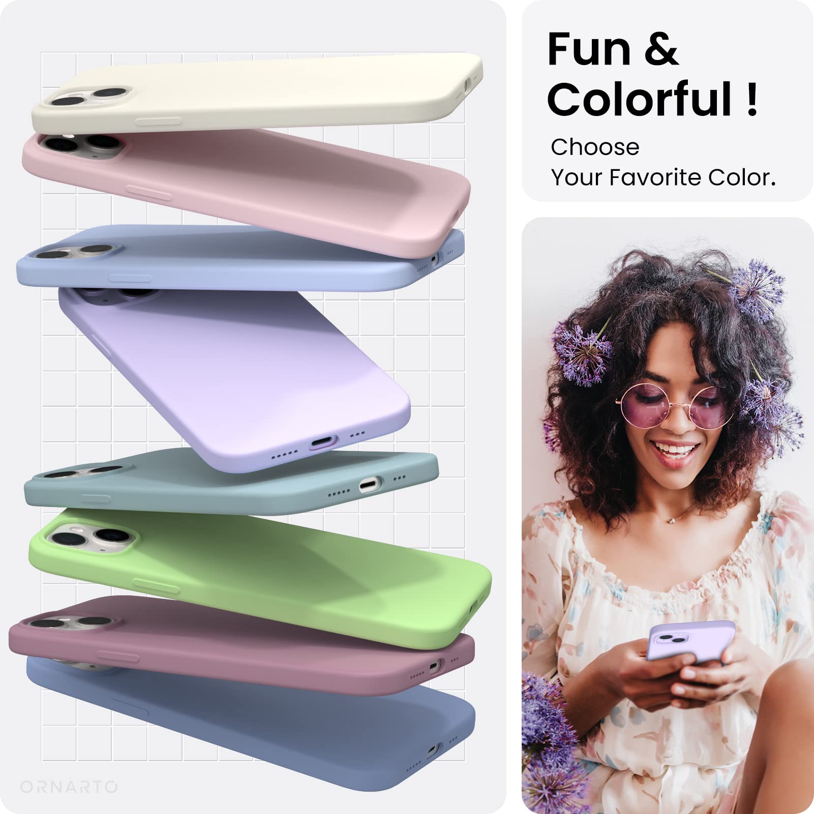 Foto 5 pulgar | Funda De Teléfono Ornarto Compatible Con Iphone 14 6.1 - Lila Pastel - Venta Internacional.