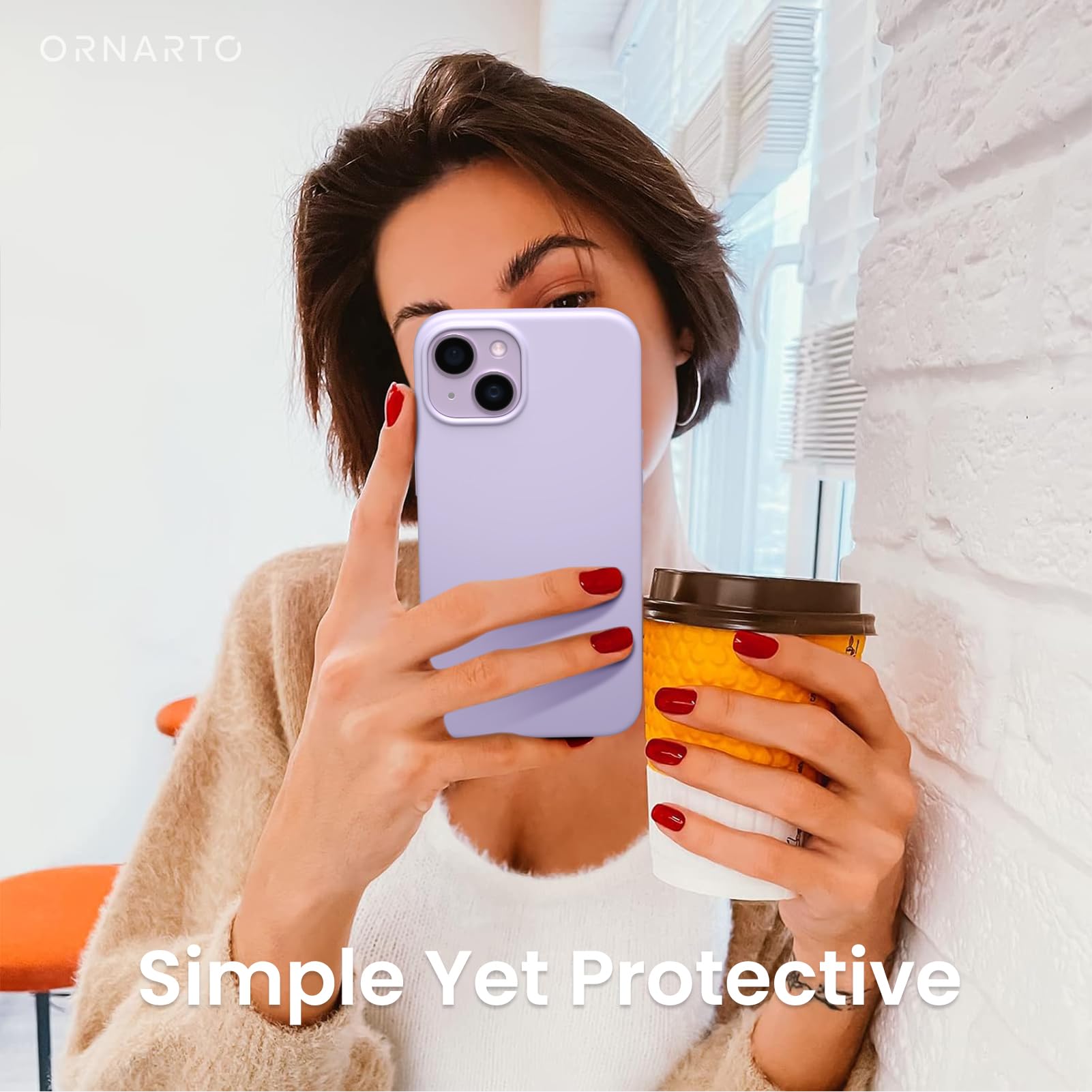 Foto 6 | Funda De Teléfono Ornarto Compatible Con Iphone 14 6.1 - Lila Pastel - Venta Internacional.
