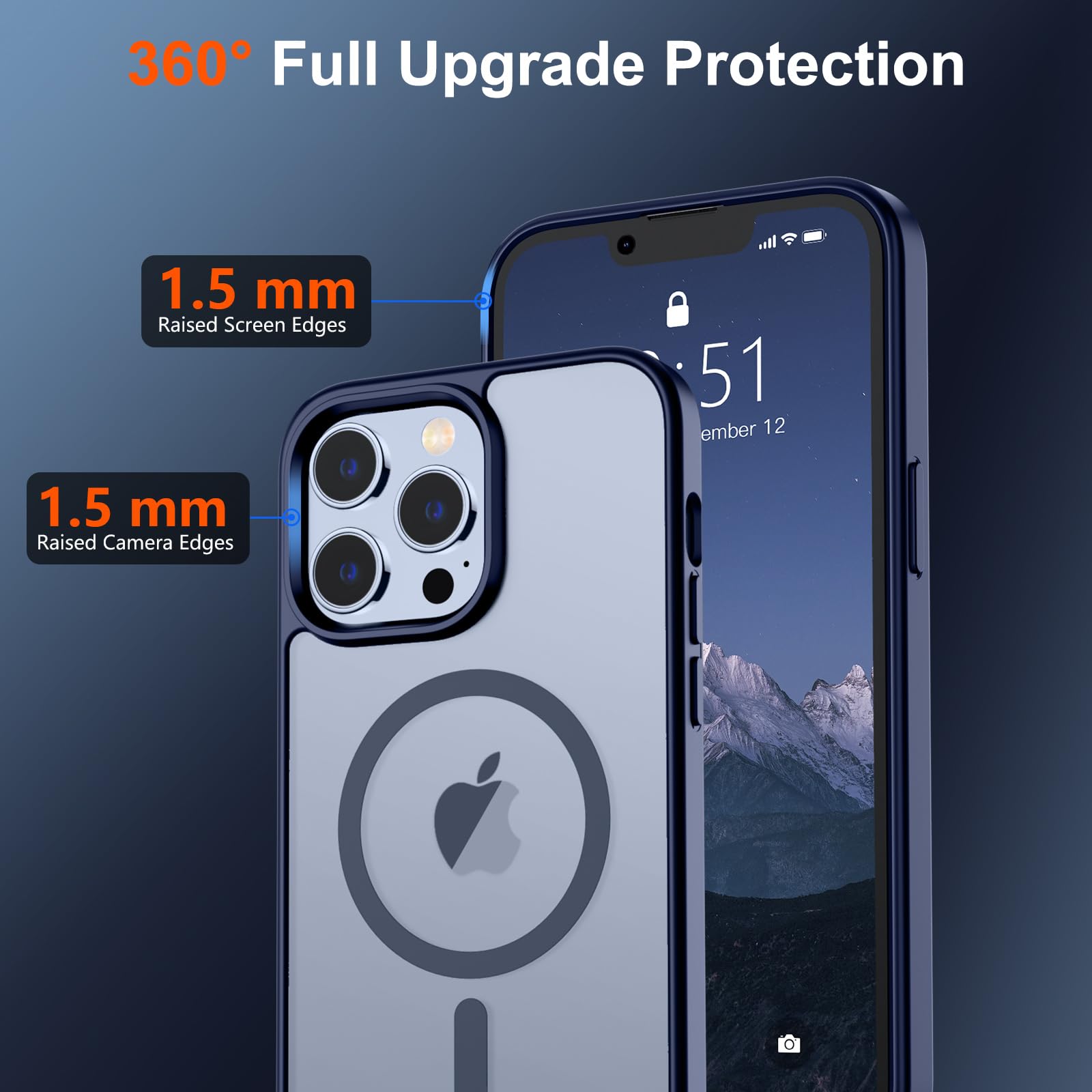 Foto 5 pulgar | Funda Magnética Supfine Para Iphone 13 Pro, Color Azul Marino - Venta Internacional.