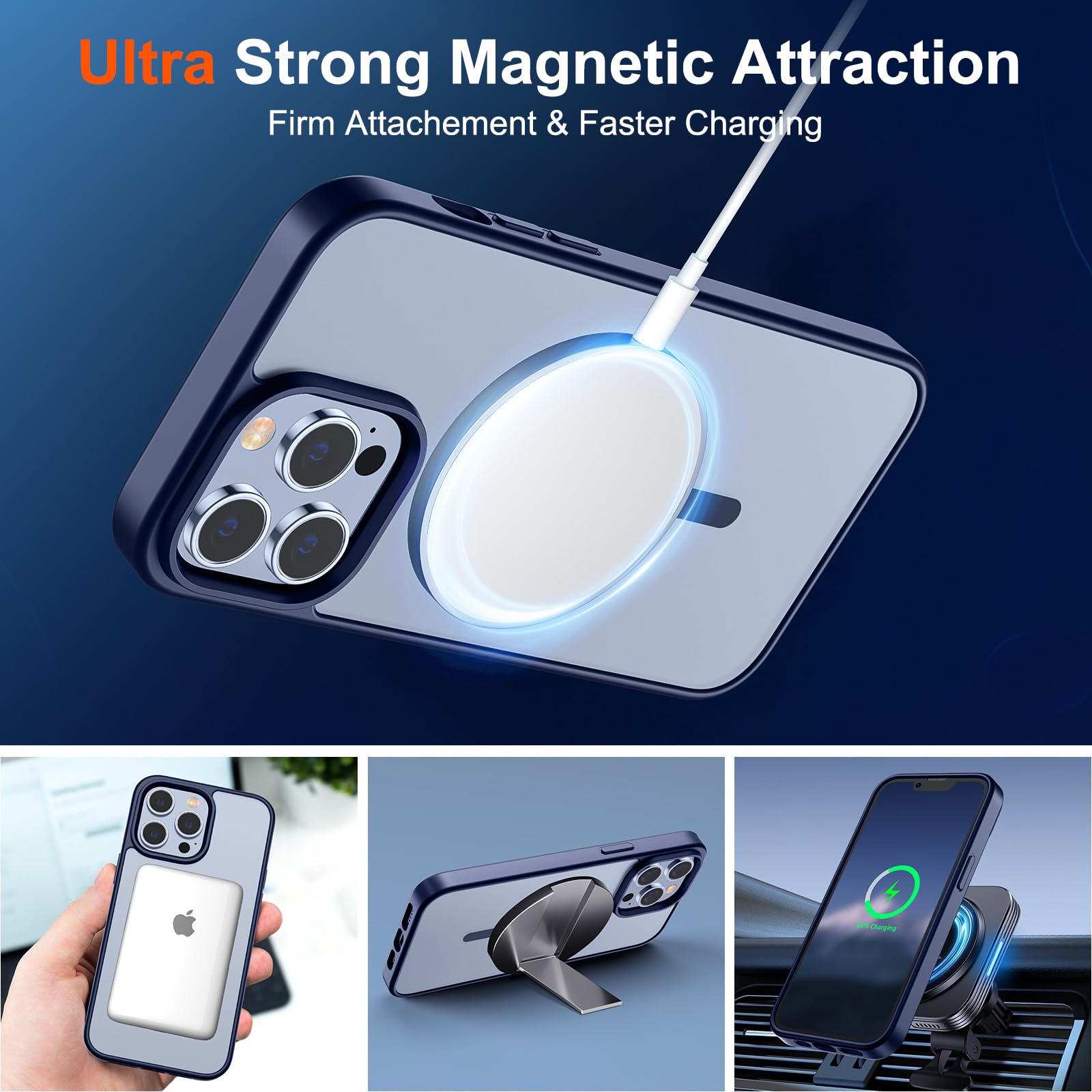 Foto 6 pulgar | Funda Magnética Supfine Para Iphone 13 Pro, Color Azul Marino - Venta Internacional.