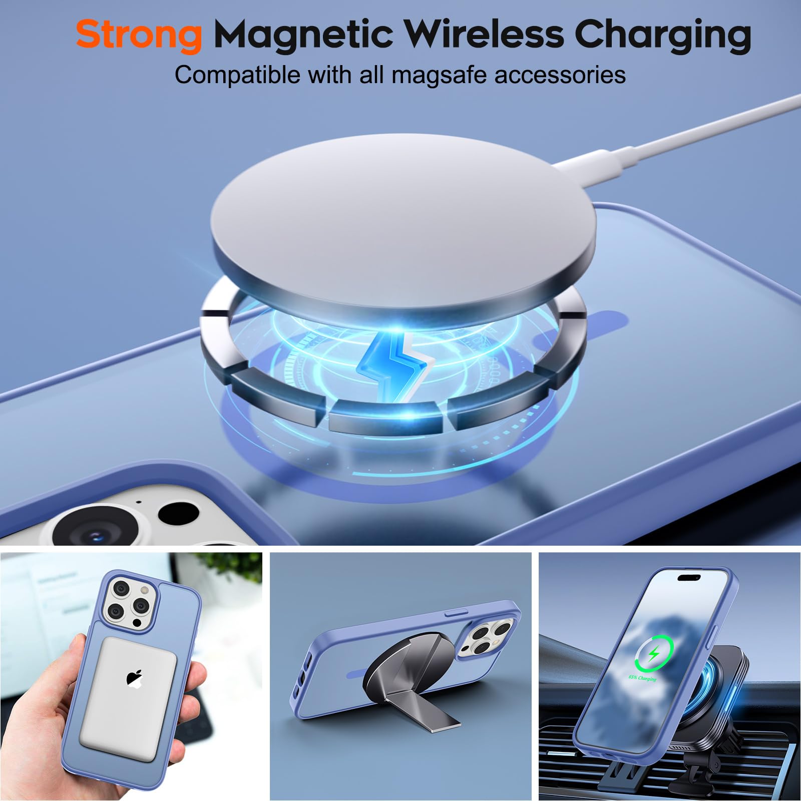 Foto 3 | Funda Magnética Supfine Para Iphone 15 Pro, Azul Y Morado - Venta Internacional.