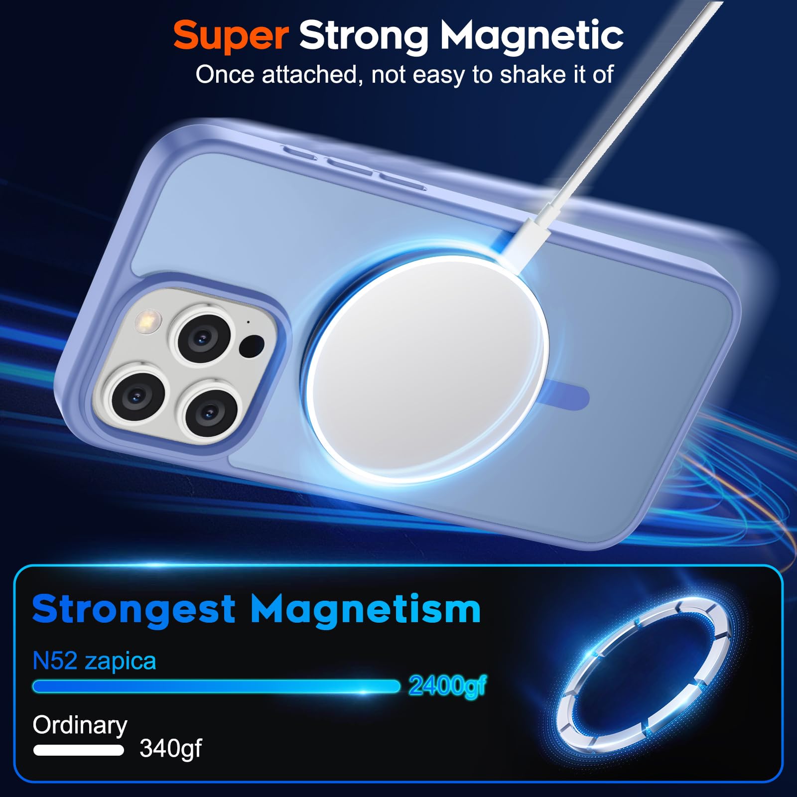 Foto 6 pulgar | Funda Magnética Supfine Para Iphone 15 Pro, Azul Y Morado - Venta Internacional.