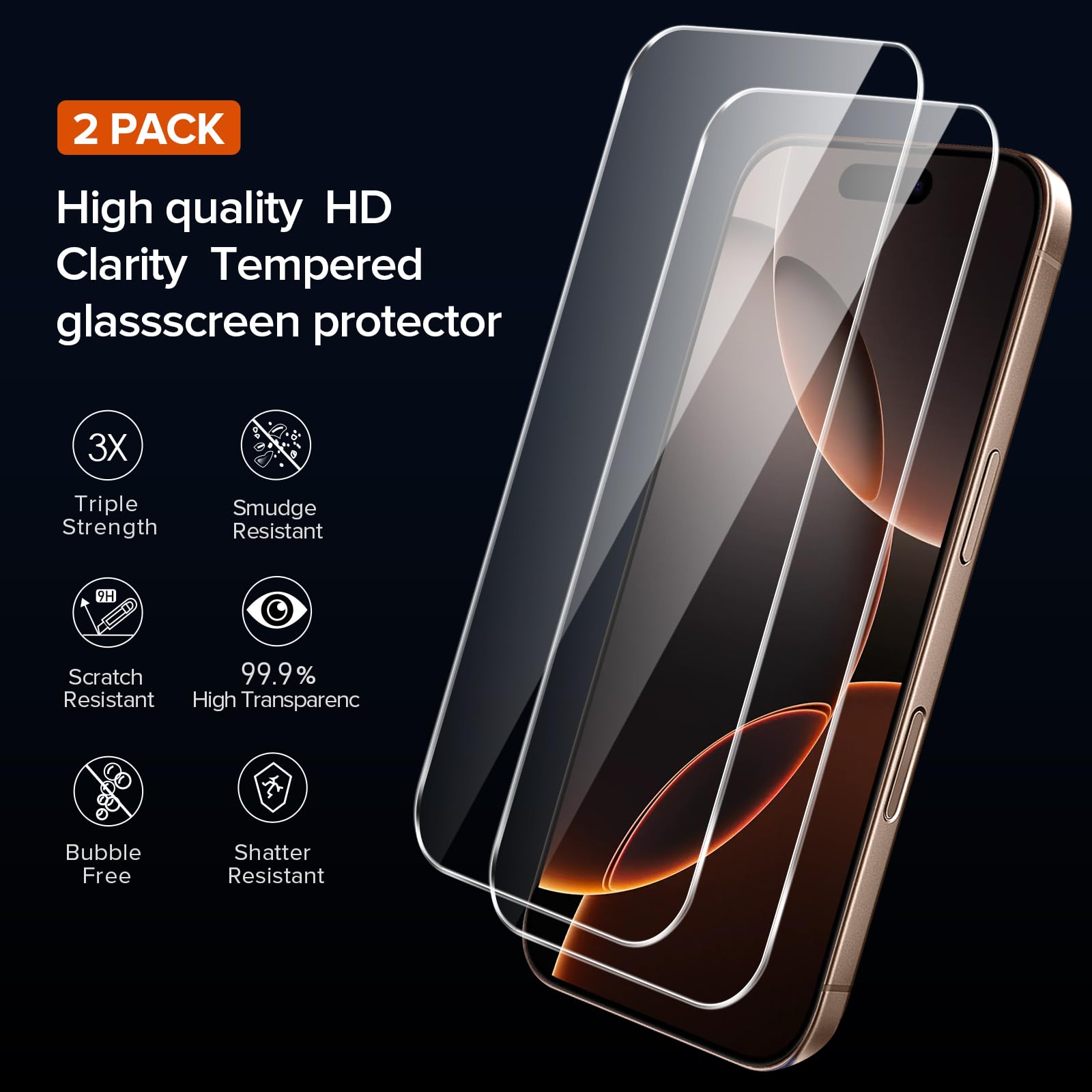 Foto 4 pulgar | Funda Ivoler Clear Para Iphone 16 Pro 6,3 Pulgadas 2024 Con 2 Cristales - Venta Internacional.