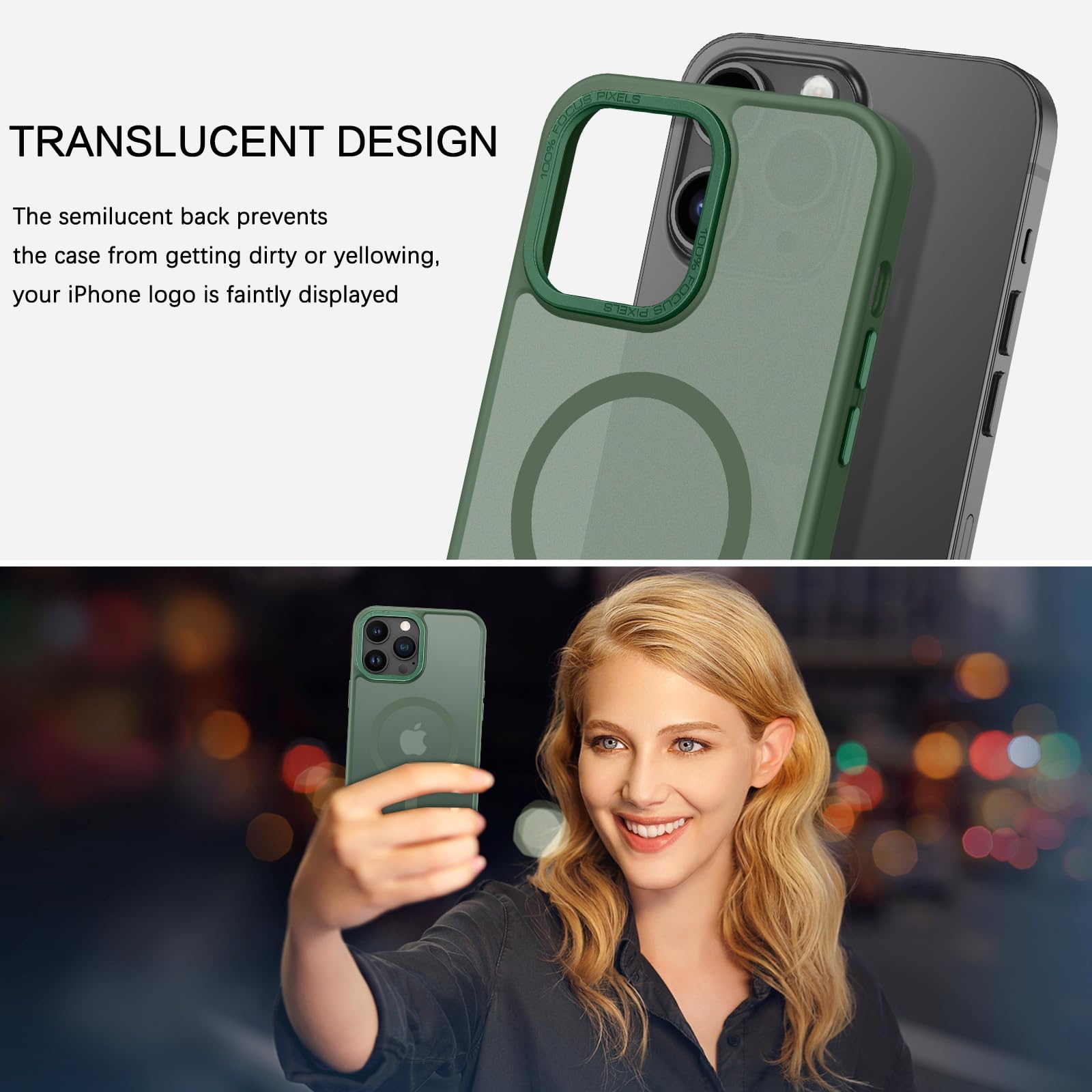 Foto 4 pulgar | Funda De Teléfono Bentoben Para Iphone 13 Pro Max, Color Verde Oscuro Translúcido - Venta Internacional.
