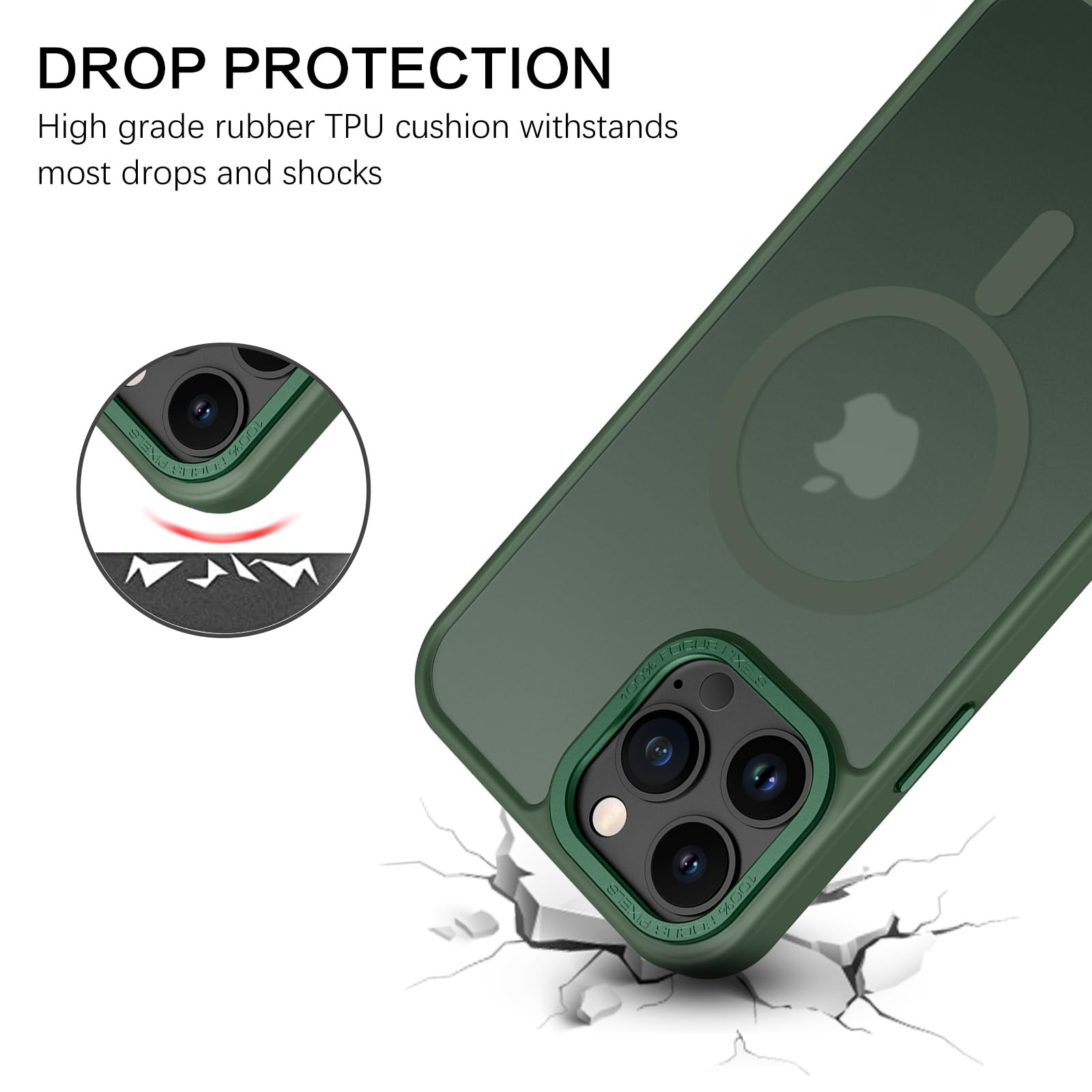 Foto 5 pulgar | Funda De Teléfono Bentoben Para Iphone 13 Pro Max, Color Verde Oscuro Translúcido - Venta Internacional.