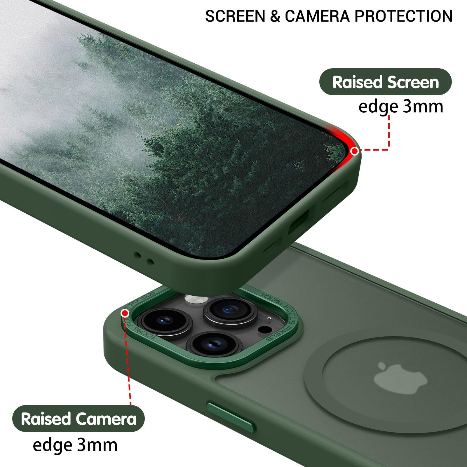 Foto 7 pulgar | Funda De Teléfono Bentoben Para Iphone 13 Pro Max, Color Verde Oscuro Translúcido - Venta Internacional.