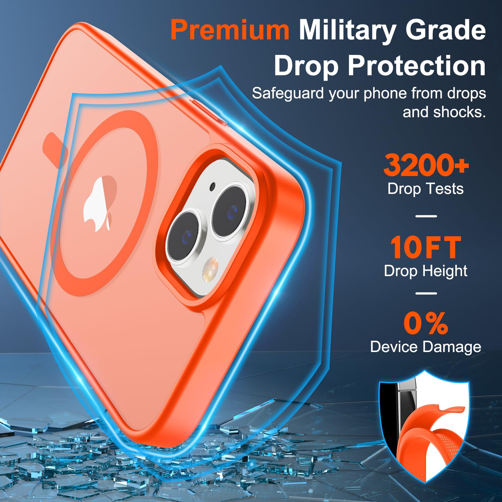 Foto 4 pulgar | Funda Magnética Supfine Para Iphone 14/13 Con Magsafe Orange - Venta Internacional.