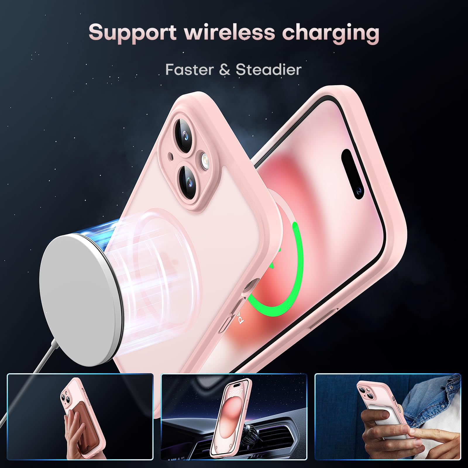 Foto 4 pulgar | Funda Magnética Tocol Para Iphone 15 De 6,1 Pulgadas, Color Rosa Claro - Venta Internacional.