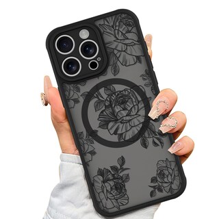 Foto 1 | Funda De Teléfono Aigomara Para Iphone 16 Pro Max Con Magsafe Black Flower - Venta Internacional.