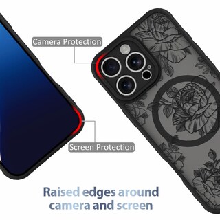 Foto 2 | Funda De Teléfono Aigomara Para Iphone 16 Pro Max Con Magsafe Black Flower - Venta Internacional.