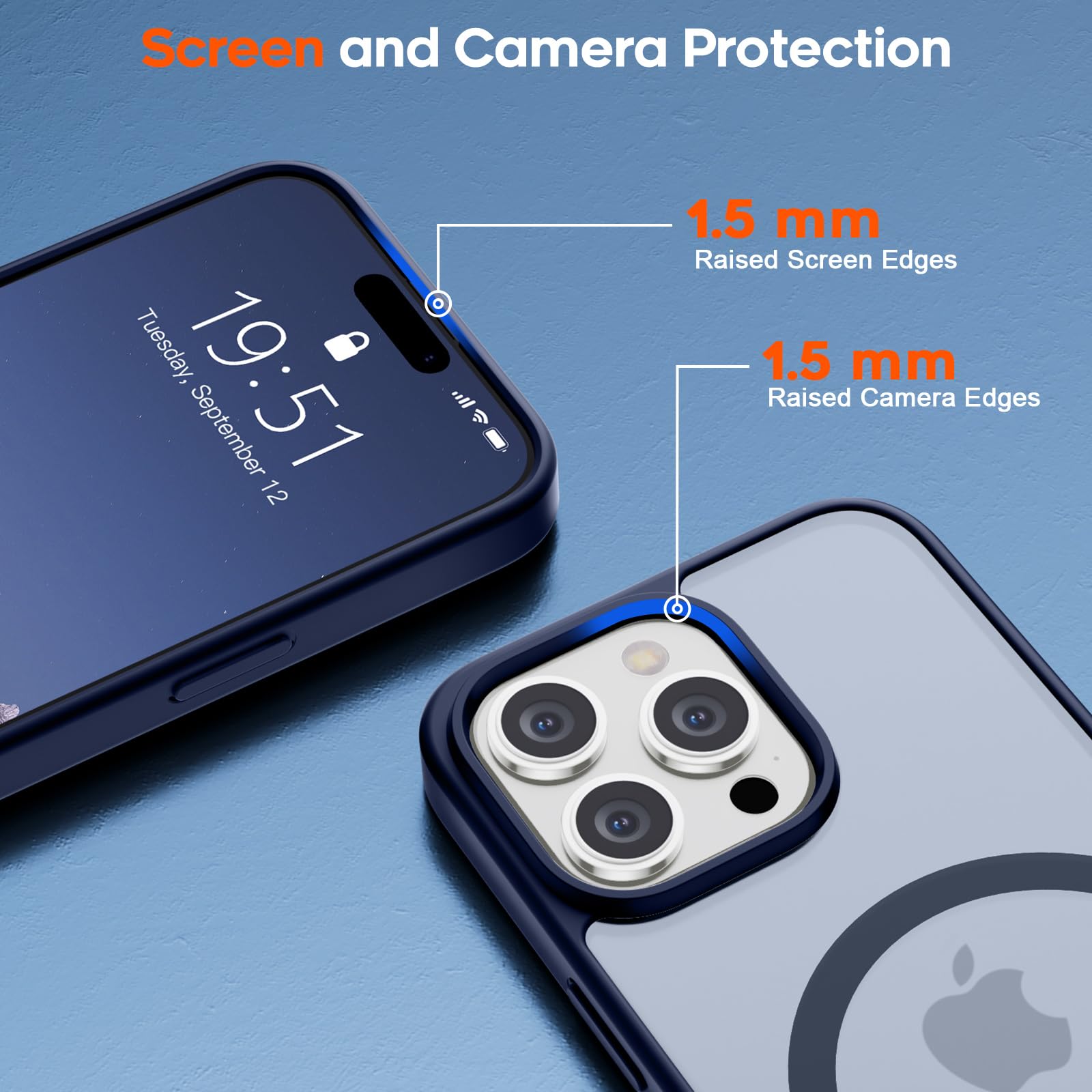 Foto 6 pulgar | Funda Magnética Supfine Para Iphone 15 Pro, Color Azul Marino - Venta Internacional.