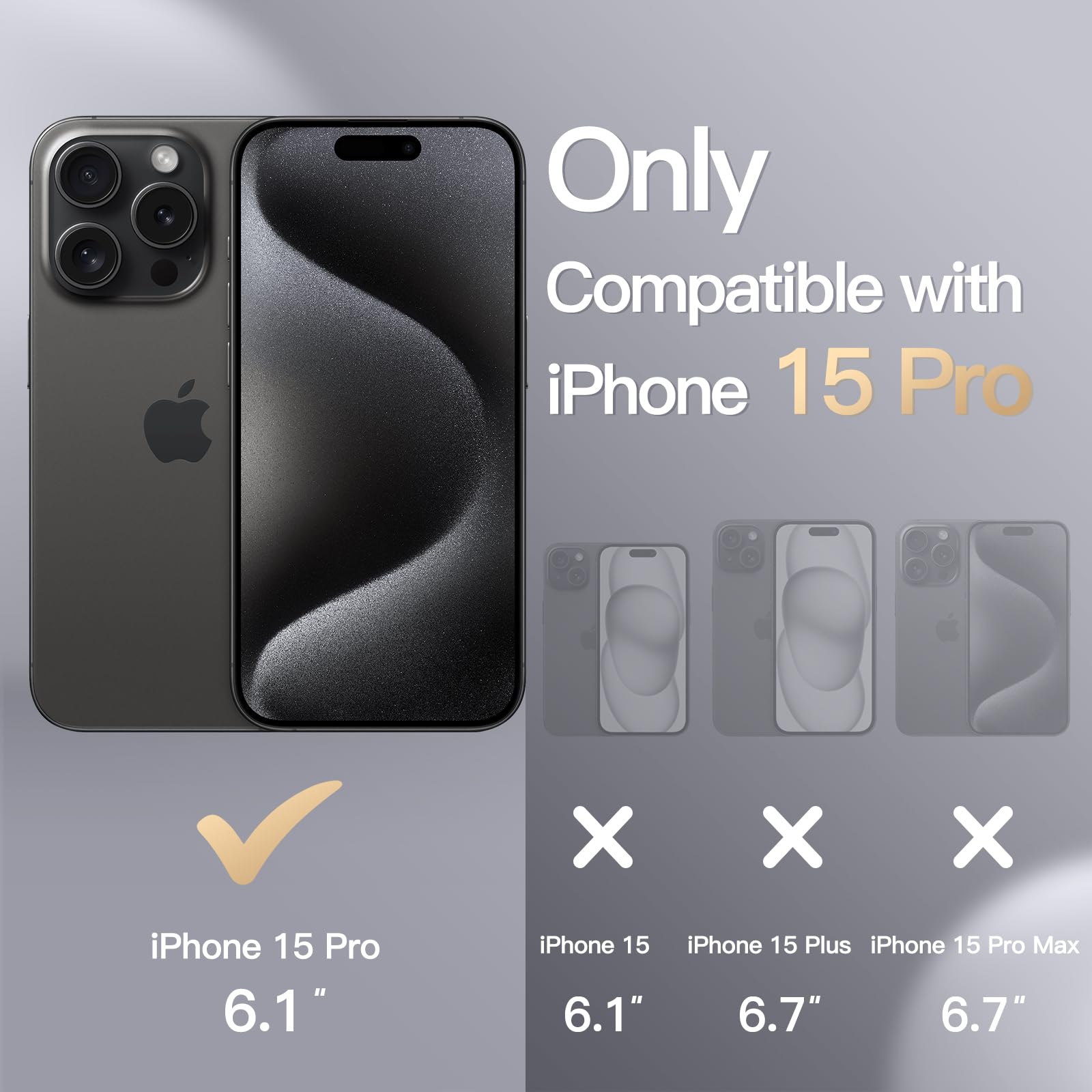 Foto 2 | Funda Jetech Silicone Para Iphone 15 Pro De 6.1 Pulgadas, Negra - Venta Internacional.