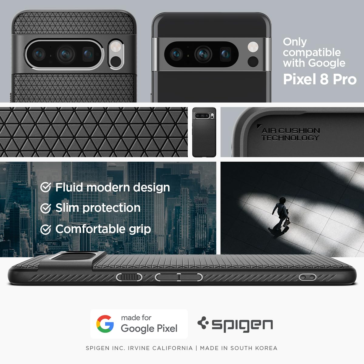 Foto 3 pulgar | Funda Spigen Liquid Air Armor Para Pixel 8 Pro (2023), Color Negro - Venta Internacional.