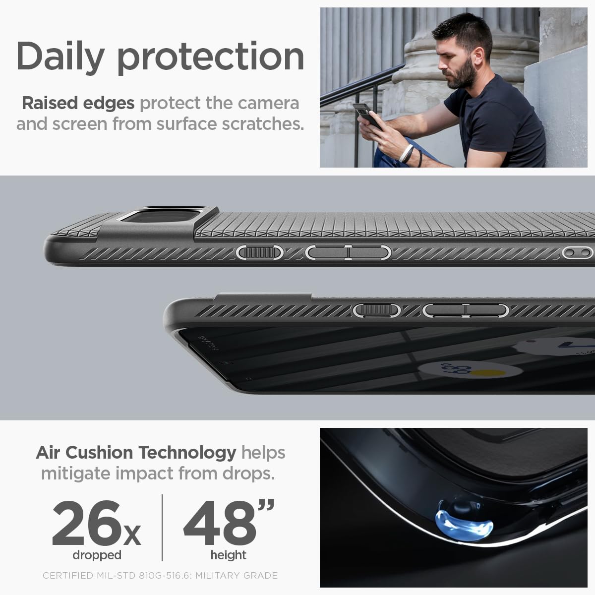 Foto 5 pulgar | Funda Spigen Liquid Air Armor Para Pixel 8 Pro (2023), Color Negro - Venta Internacional.