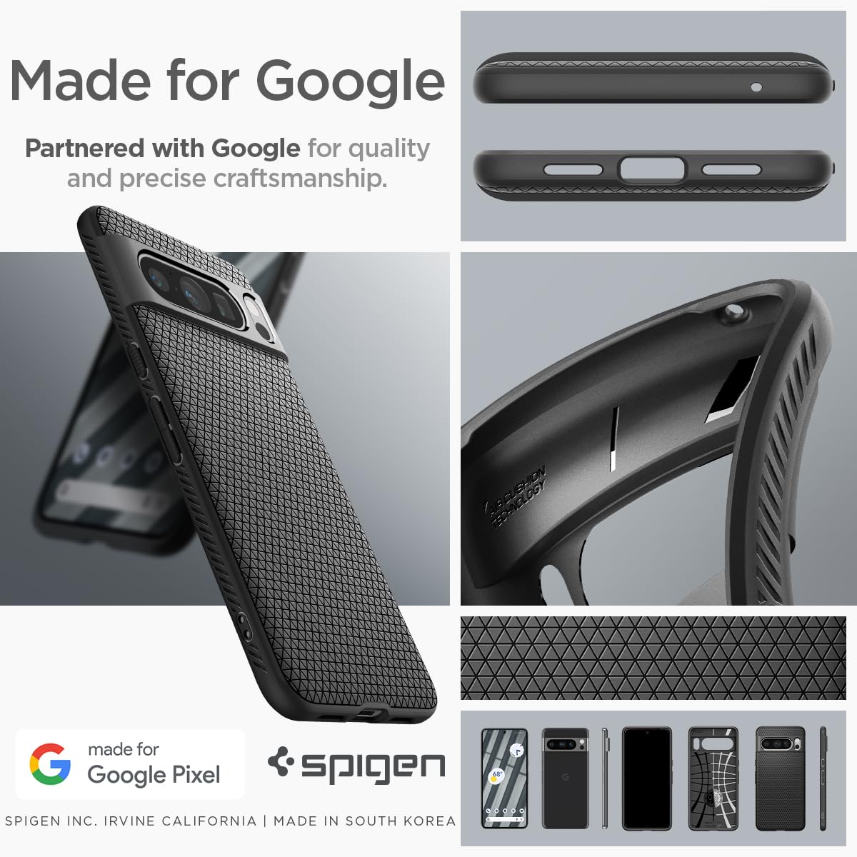 Foto 8 pulgar | Funda Spigen Liquid Air Armor Para Pixel 8 Pro (2023), Color Negro - Venta Internacional.