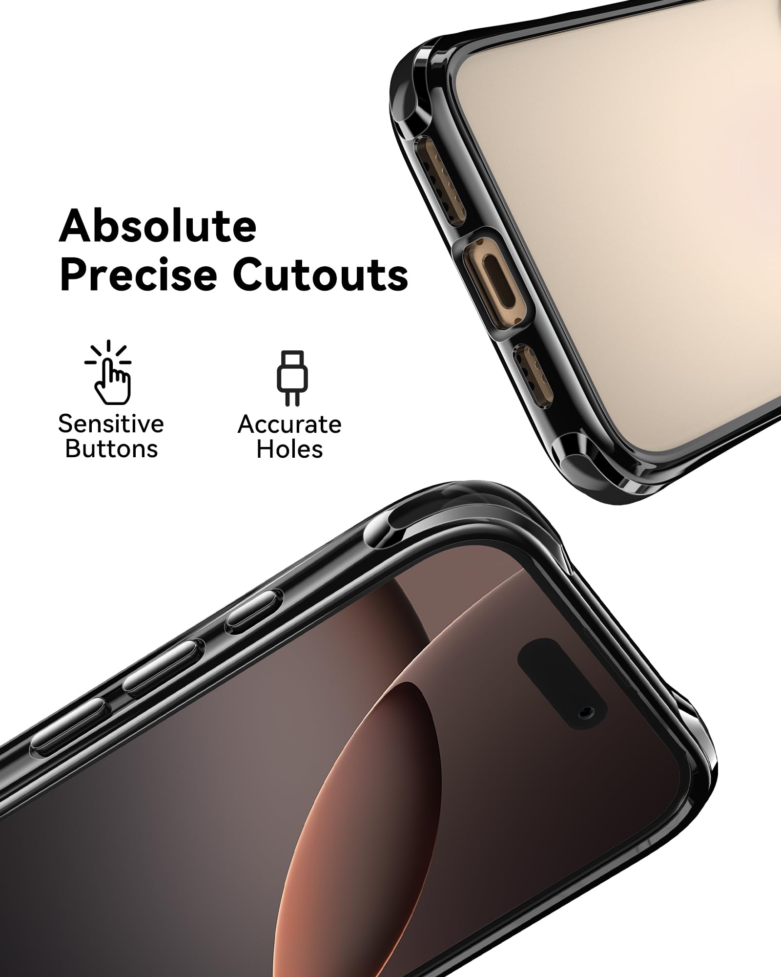 Foto 5 | Funda De Teléfono Mkeke Para Iphone 16 Pro Max Negra A Prueba De Golpes - Venta Internacional.