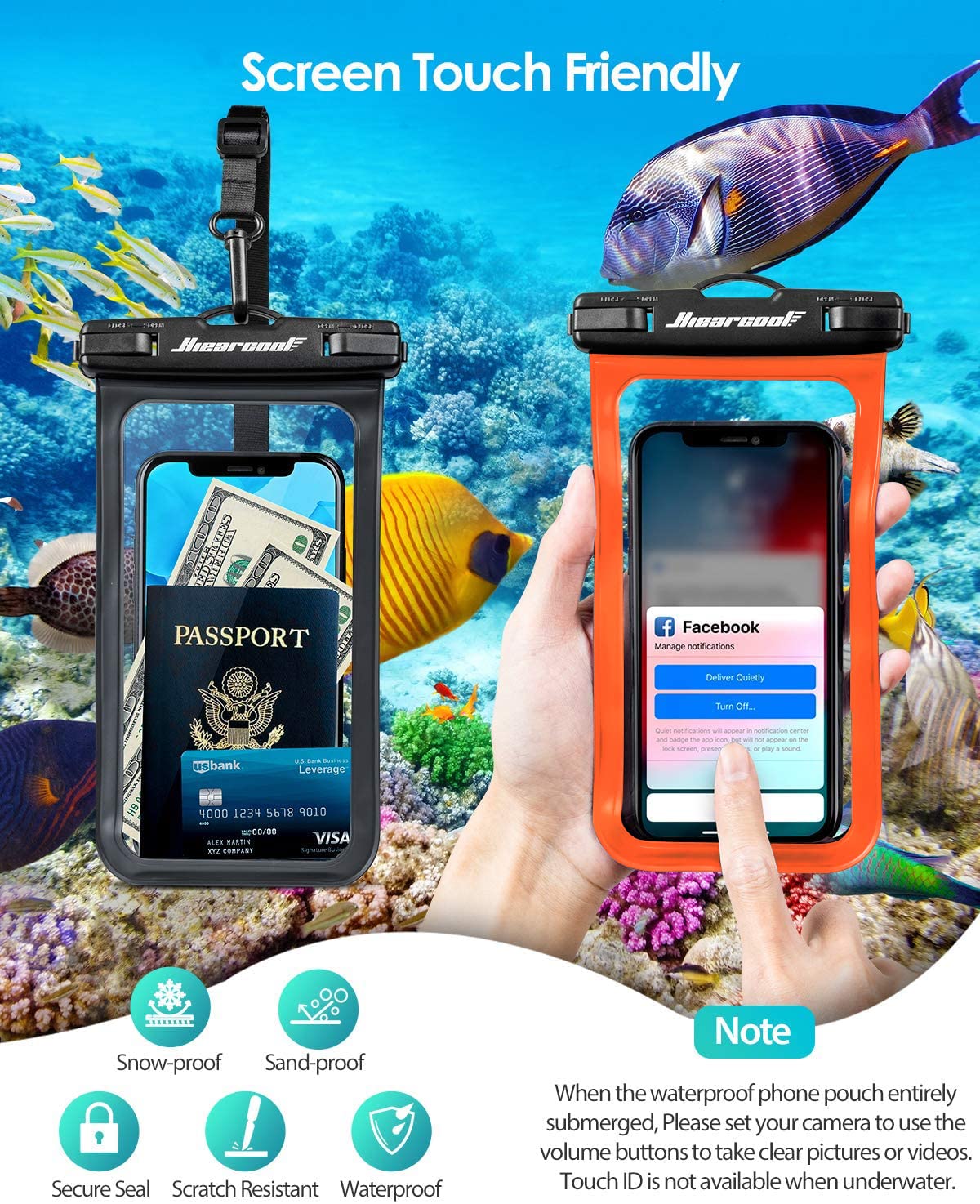 Foto 7 pulgar | Funda Impermeable Hiearcool Para Iphone, 2 Unidades, Color Negro Y Naranja - Venta Internacional.