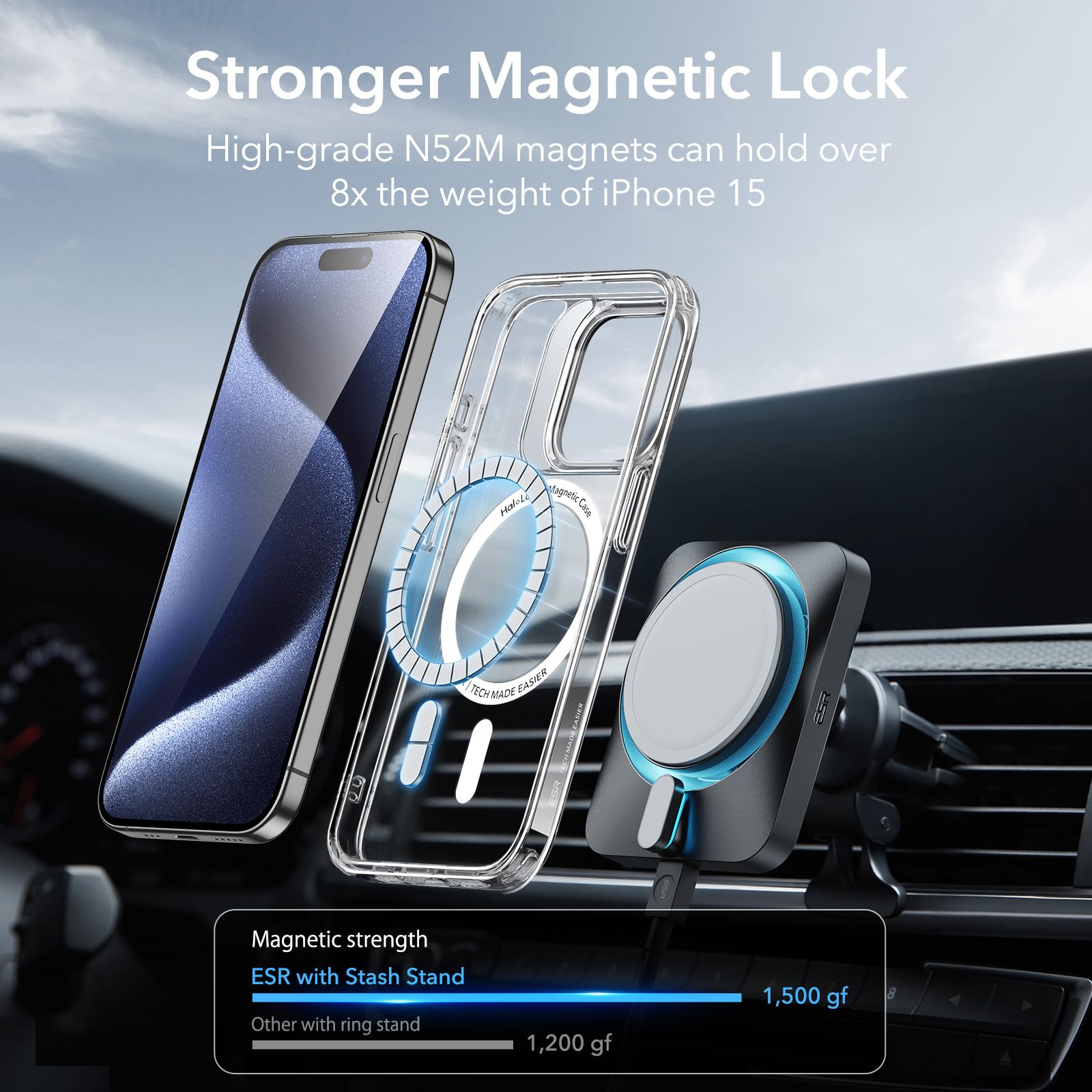 Foto 6 pulgar | Funda De Teléfono Esr Para Iphone 15 Pro Con Magsafe Military-grade Clear - Venta Internacional.