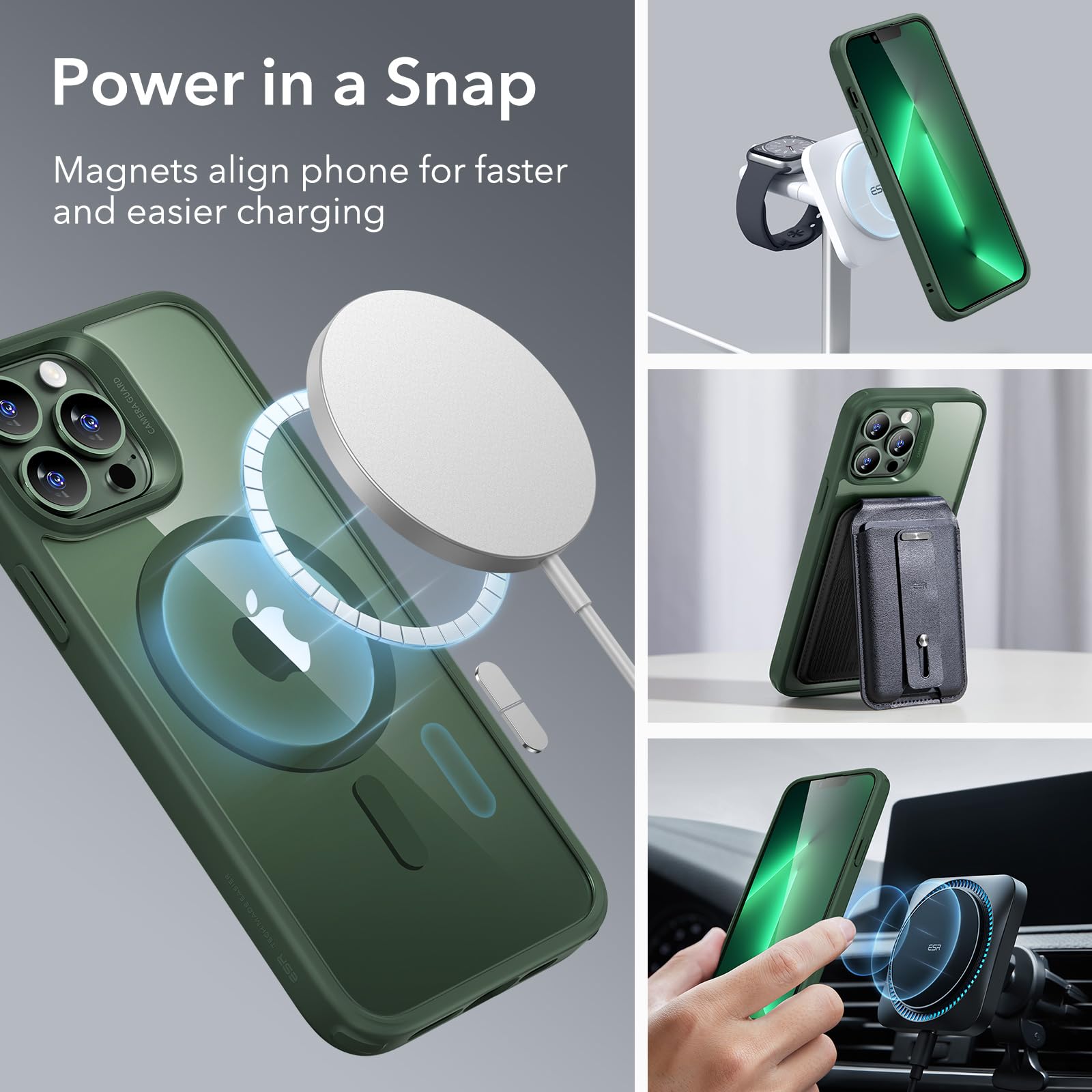 Foto 4 pulgar | Funda De Teléfono Esr Para Iphone 13 Pro, Compatible Con Magsafe, Verde Transparente - Venta Internacional.