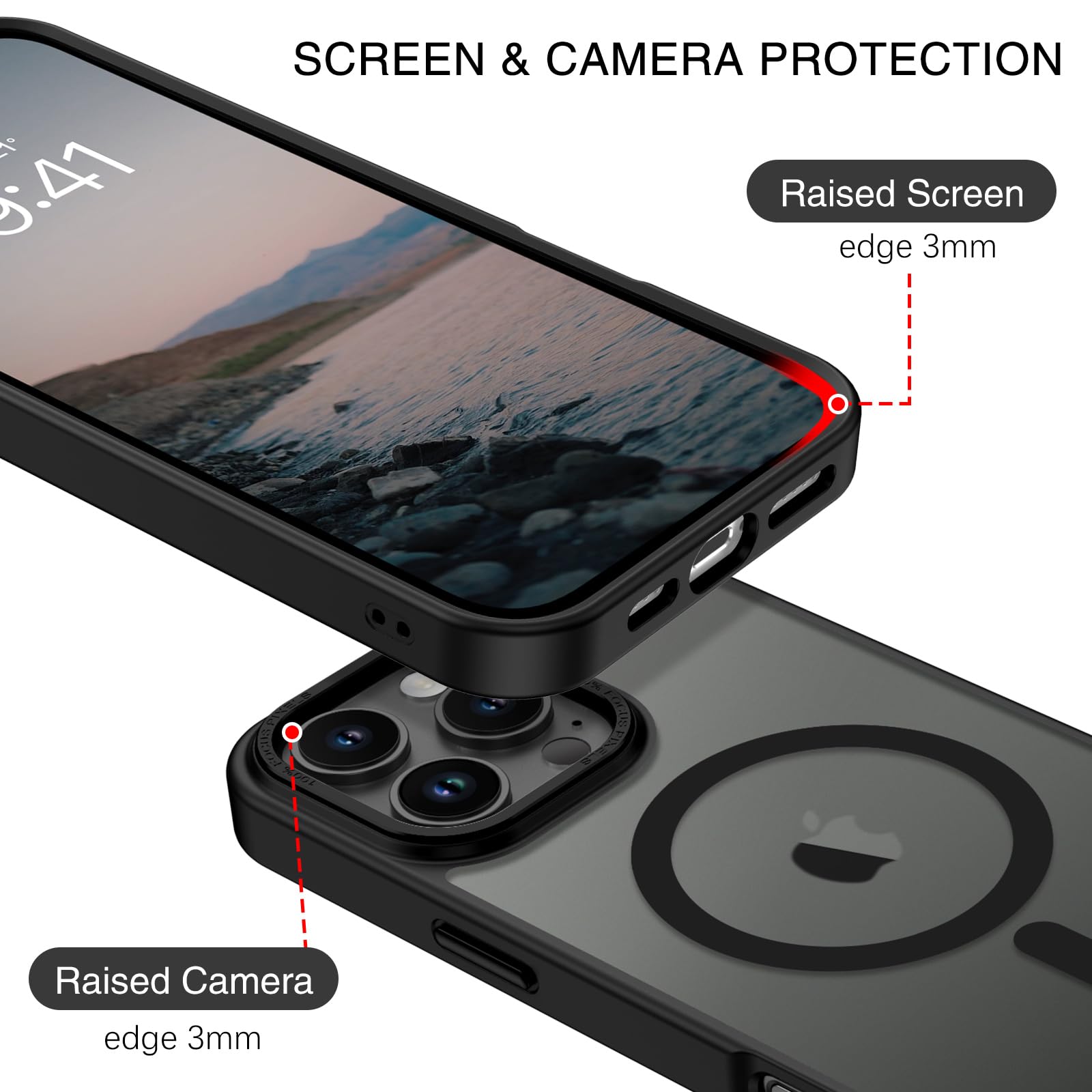 Foto 3 pulgar | Funda De Teléfono Bentoben Para Iphone 16 Pro Max 6.9 Negro Translúcido - Venta Internacional.