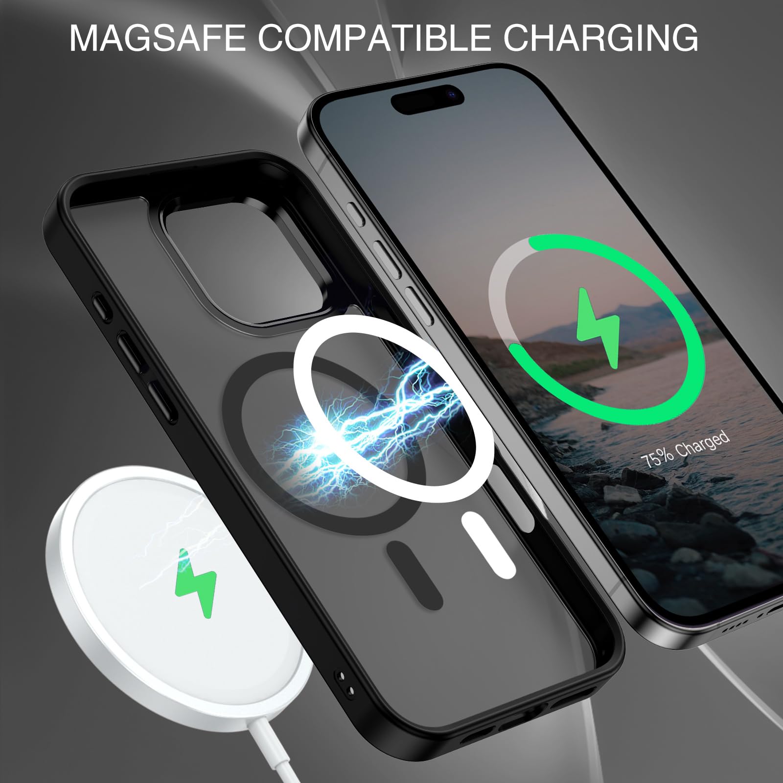 Foto 5 pulgar | Funda De Teléfono Bentoben Para Iphone 16 Pro Max 6.9 Negro Translúcido - Venta Internacional.