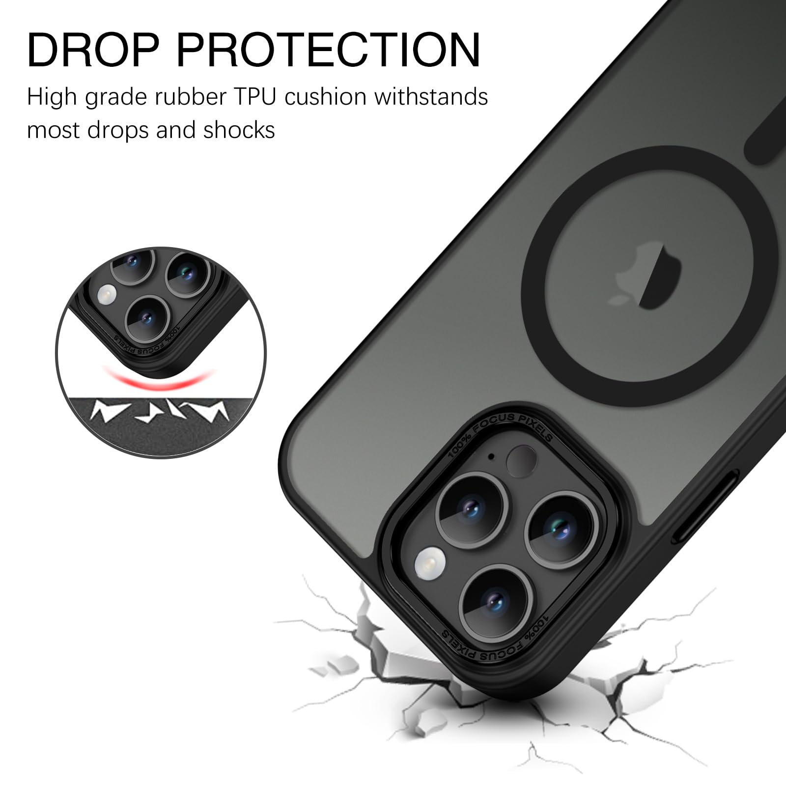 Foto 5 | Funda De Teléfono Bentoben Para Iphone 16 Pro Max 6.9 Negro Translúcido - Venta Internacional.