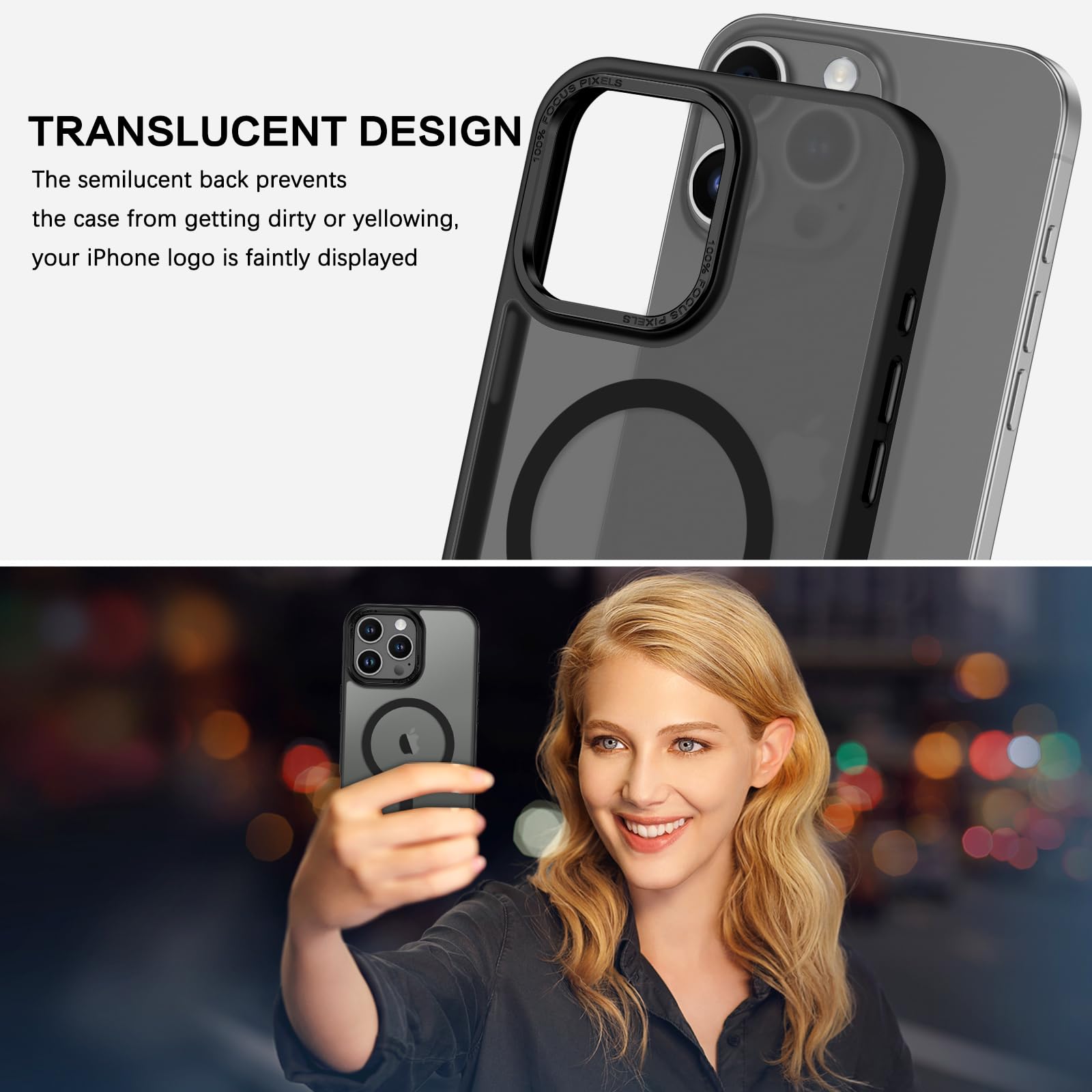 Foto 7 pulgar | Funda De Teléfono Bentoben Para Iphone 16 Pro Max 6.9 Negro Translúcido - Venta Internacional.