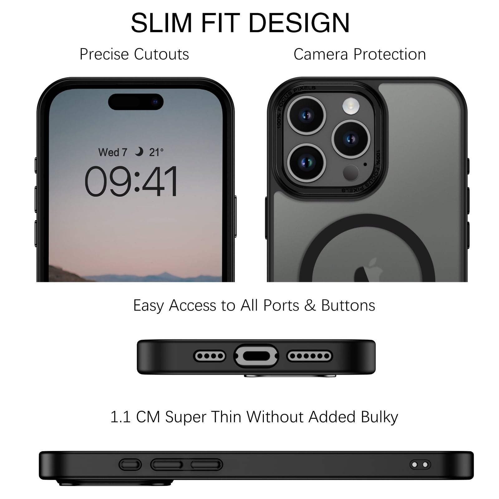 Foto 7 | Funda De Teléfono Bentoben Para Iphone 16 Pro Max 6.9 Negro Translúcido - Venta Internacional.