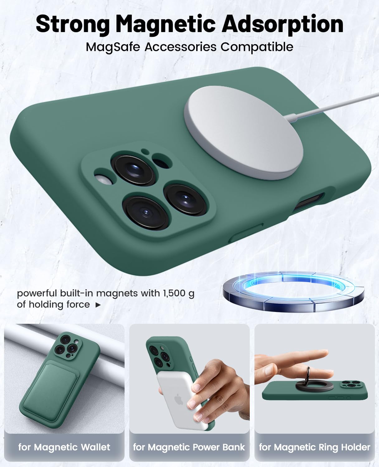 Foto 4 pulgar | Funda De Teléfono Otofly Compatible Con Iphone 16 Pro, Color Verde Pino - Venta Internacional.