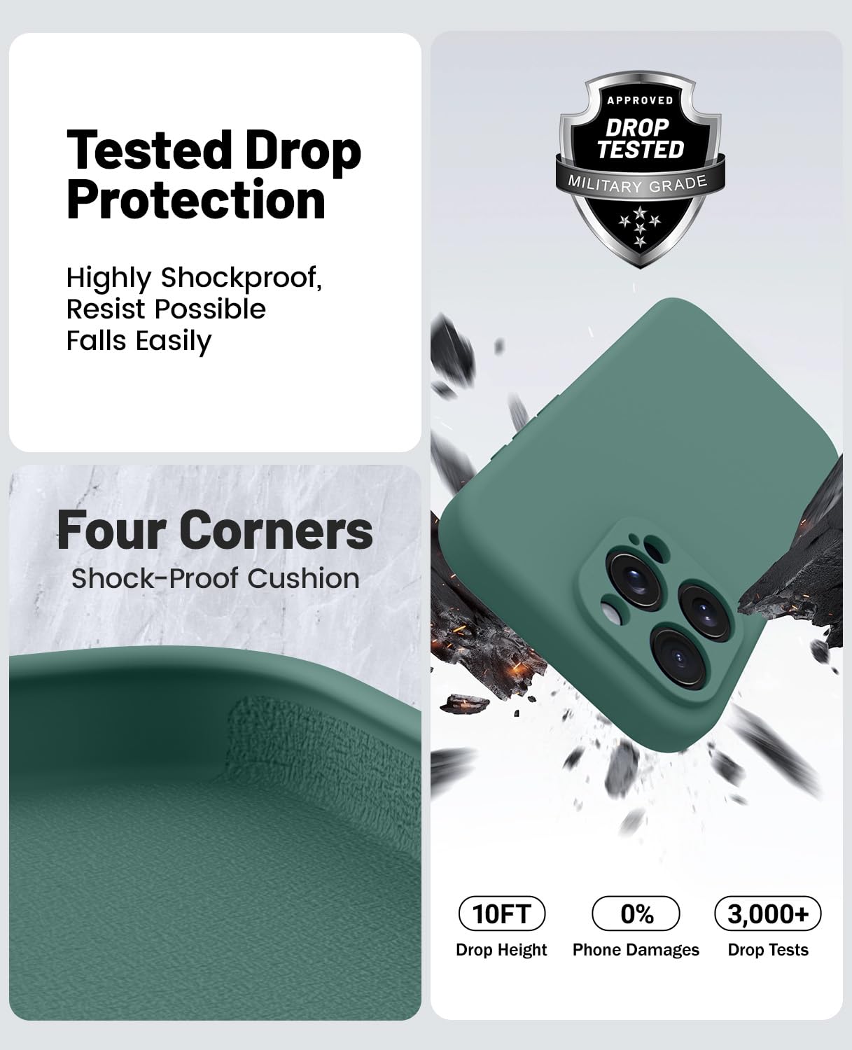 Foto 5 pulgar | Funda De Teléfono Otofly Compatible Con Iphone 16 Pro, Color Verde Pino - Venta Internacional.
