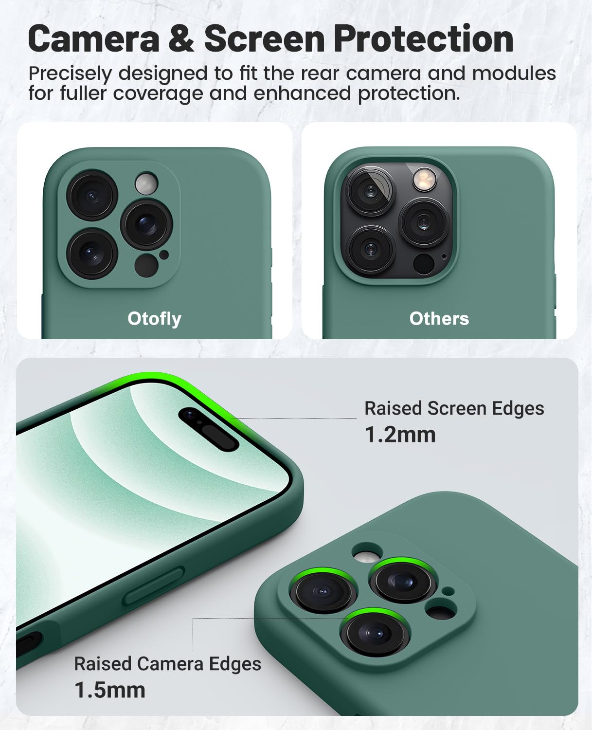 Foto 6 pulgar | Funda De Teléfono Otofly Compatible Con Iphone 16 Pro, Color Verde Pino - Venta Internacional.