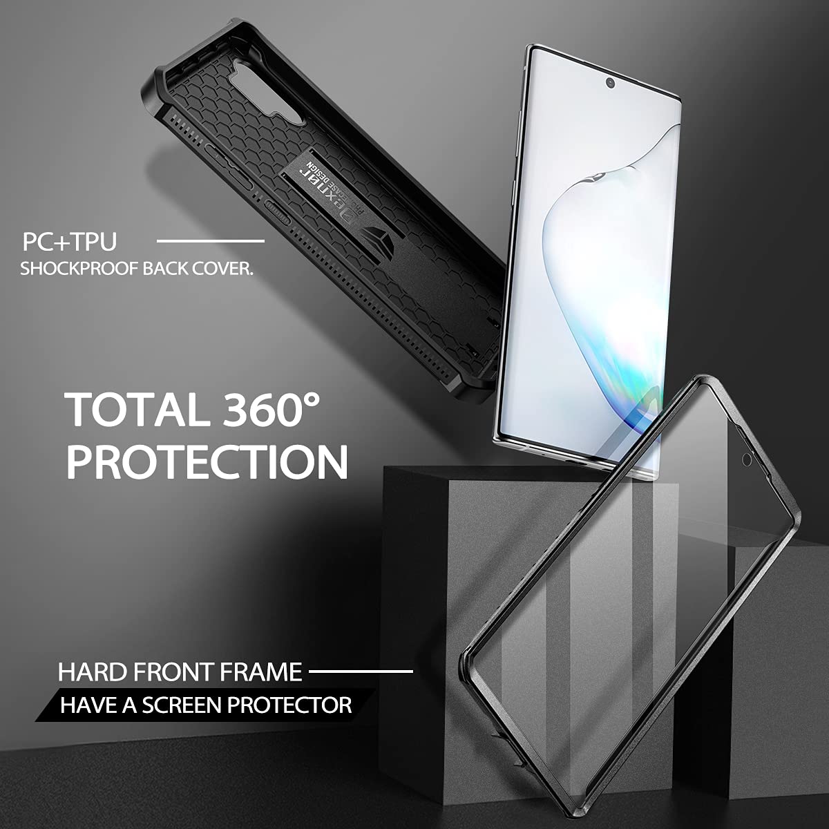 Foto 4 pulgar | Funda Dexnor Para Samsung Galaxy Note 10+ Plus Con Soporte, Color Negro - Venta Internacional.