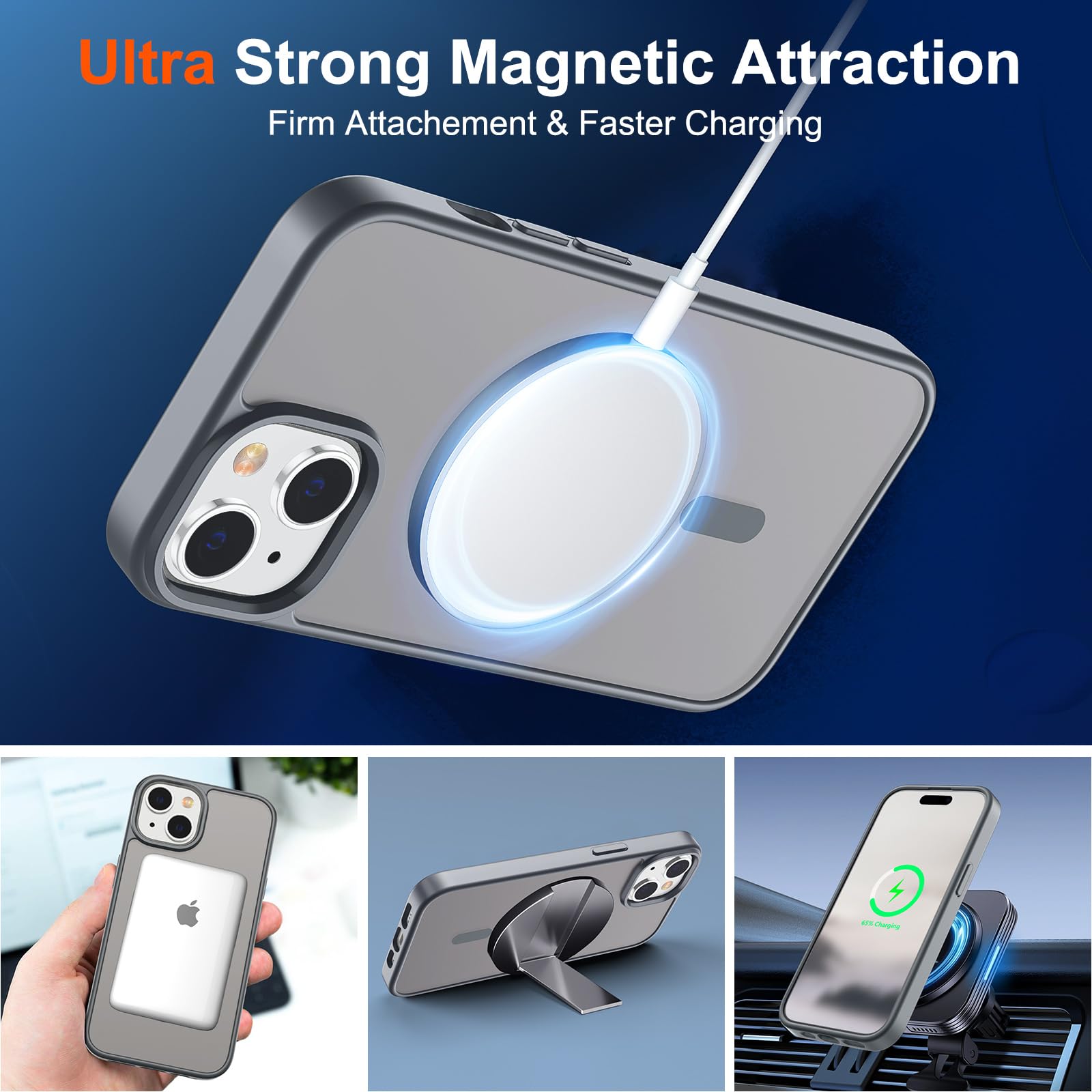 Foto 6 pulgar | Funda Magnética Supfine Para Iphone 15 Gris - Venta Internacional.