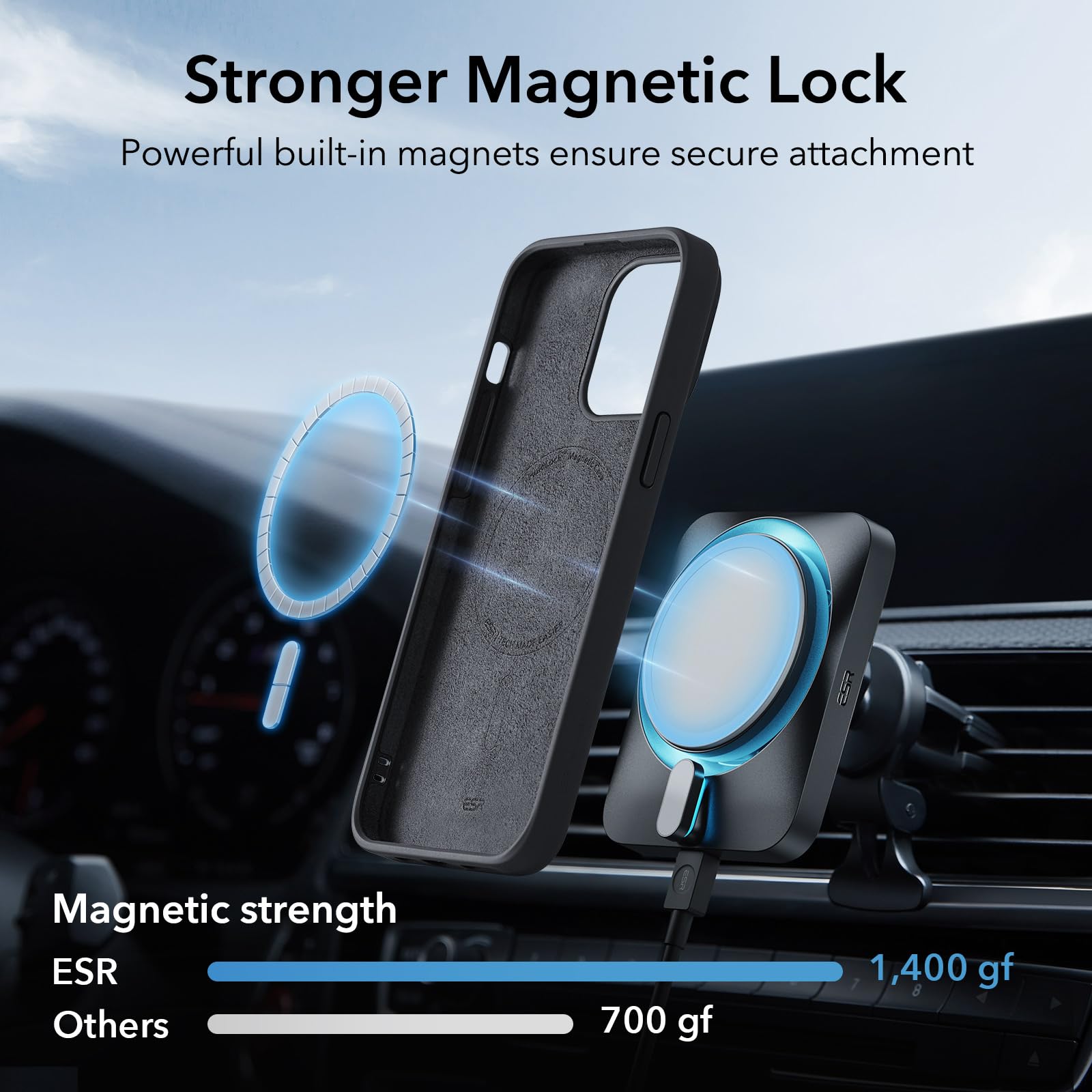 Foto 4 pulgar | Funda Esr Para Iphone 15 Con Magsafe, Silicona, Negra - Venta Internacional.
