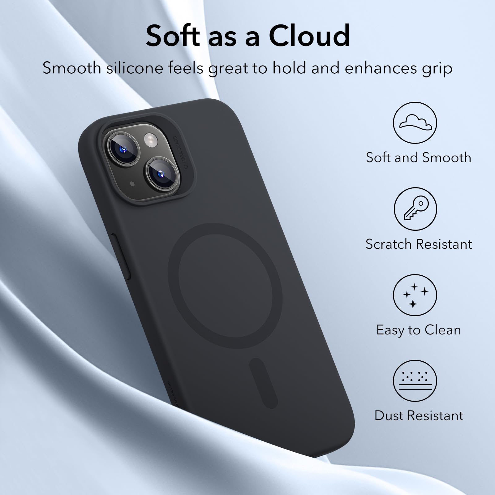 Foto 7 pulgar | Funda Esr Para Iphone 15 Con Magsafe, Silicona, Negra - Venta Internacional.