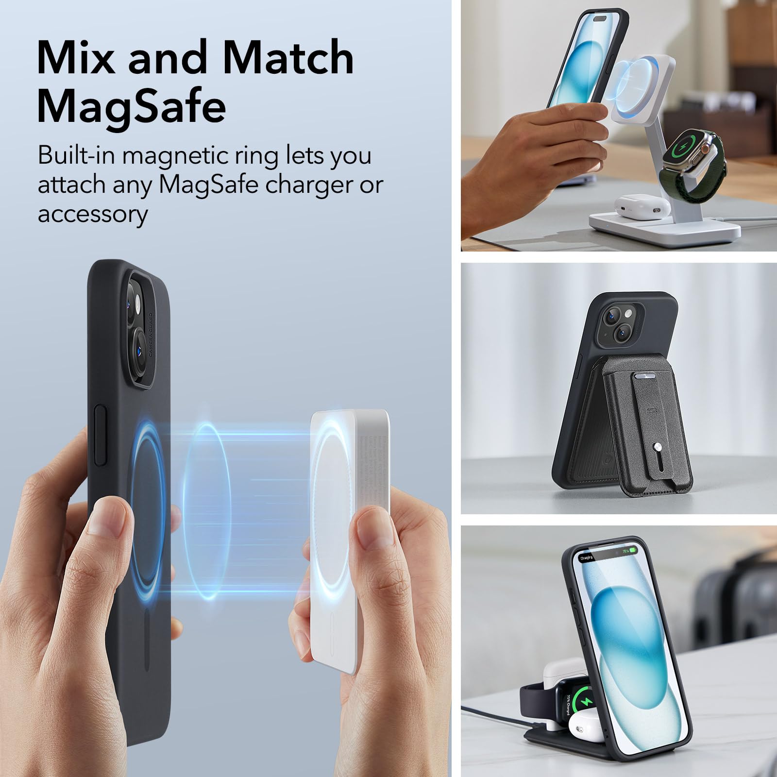 Foto 8 pulgar | Funda Esr Para Iphone 15 Con Magsafe, Silicona, Negra - Venta Internacional.