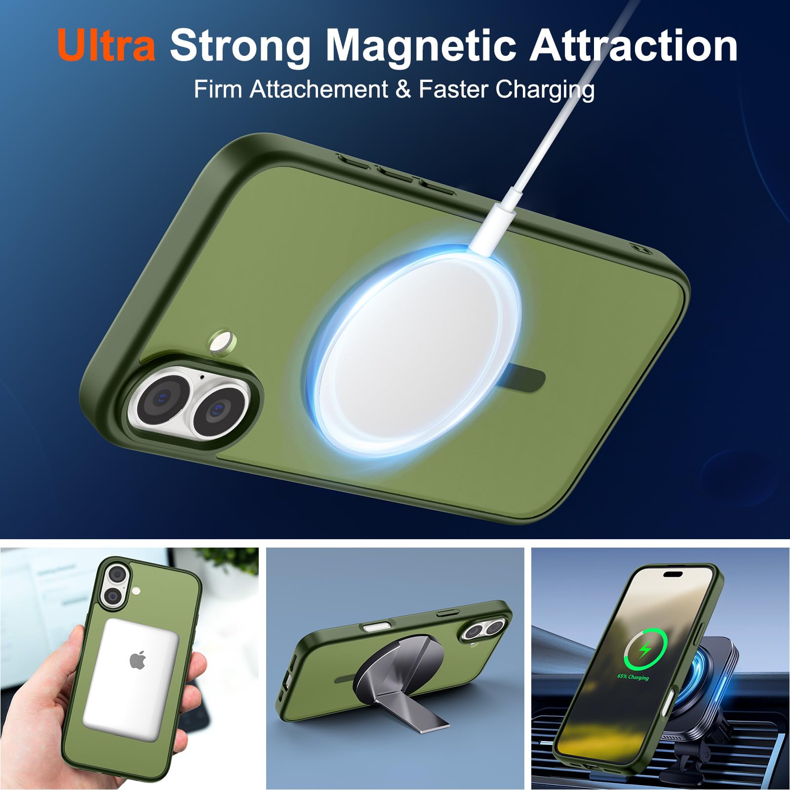 Foto 6 pulgar | Funda Magnética Supfine Para Iphone 16 Con Magsafe Green - Venta Internacional.