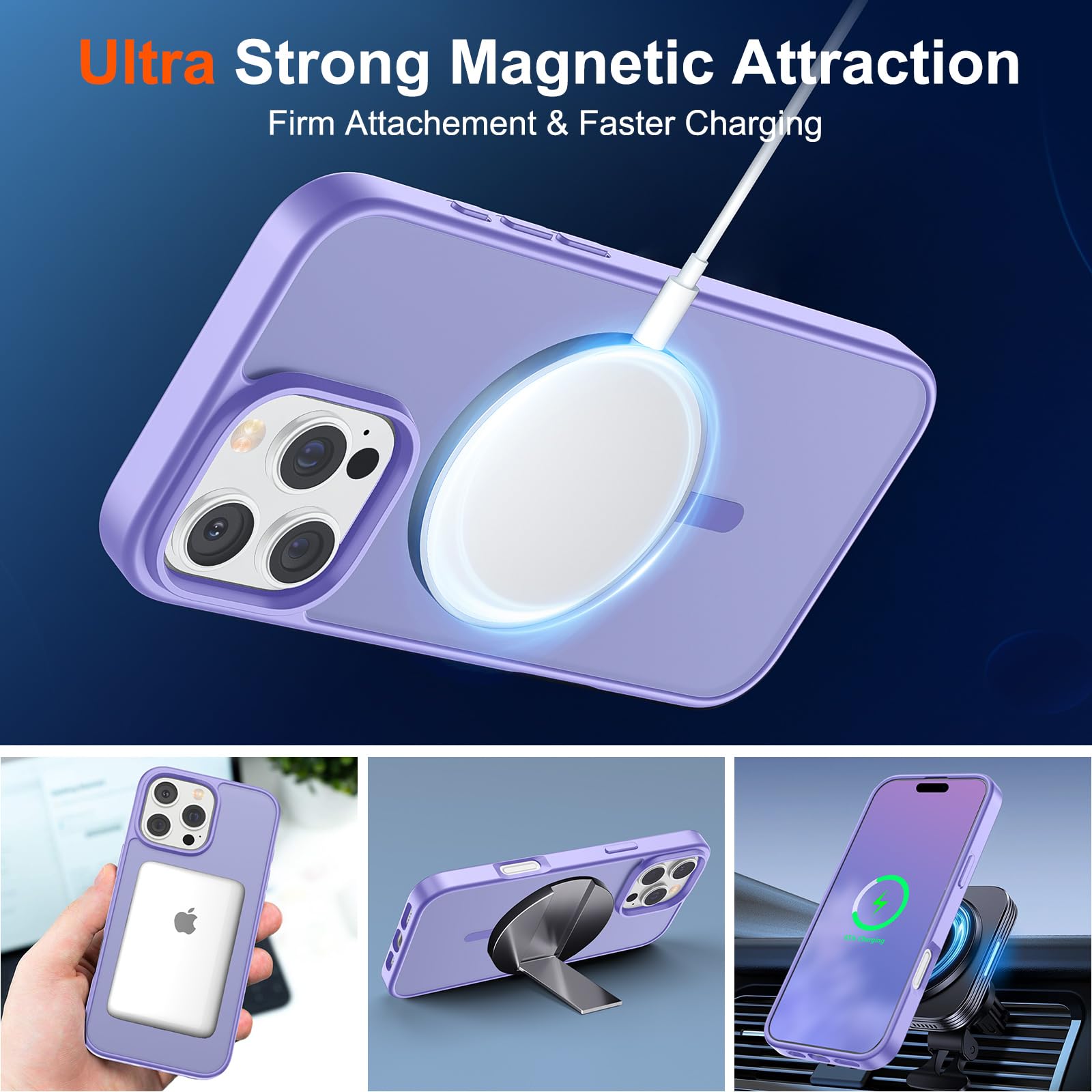 Foto 6 pulgar | Funda Magnética Supfine Para Iphone 16 Pro Púrpura - Venta Internacional.