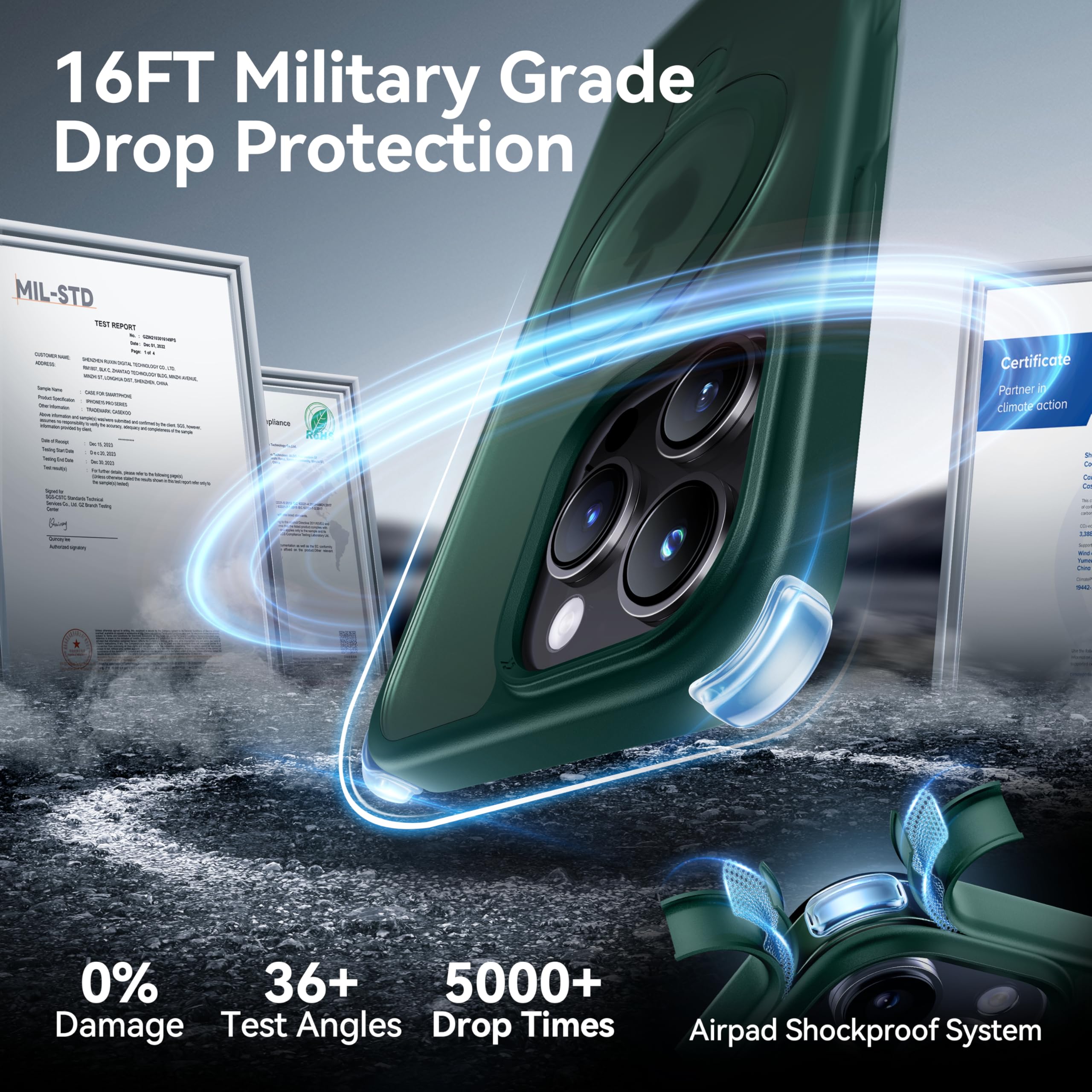 Foto 5 | Funda De Teléfono Casekoo Diseñada Para Iphone 16 Pro Con Soporte Verde - Venta Internacional.