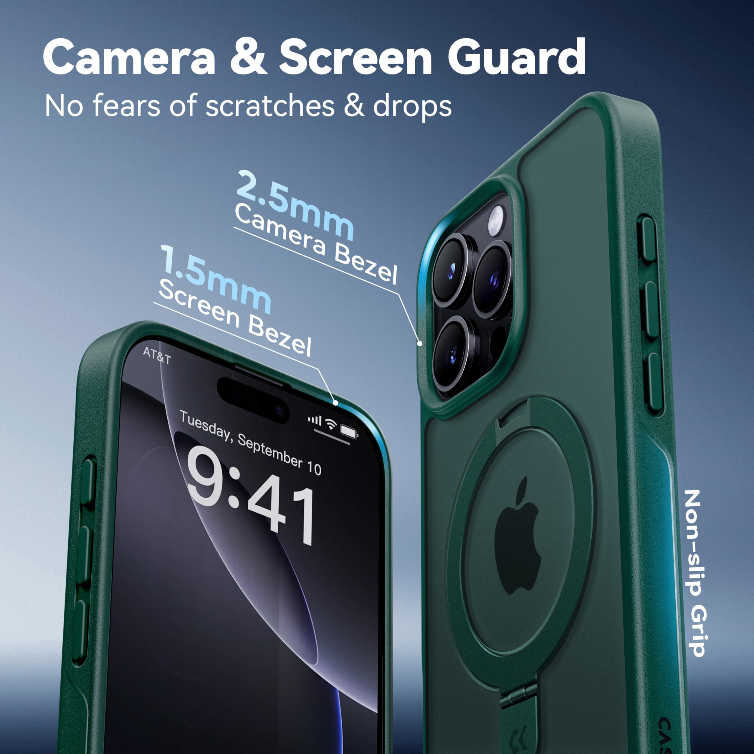 Foto 7 pulgar | Funda De Teléfono Casekoo Diseñada Para Iphone 16 Pro Con Soporte Verde - Venta Internacional.