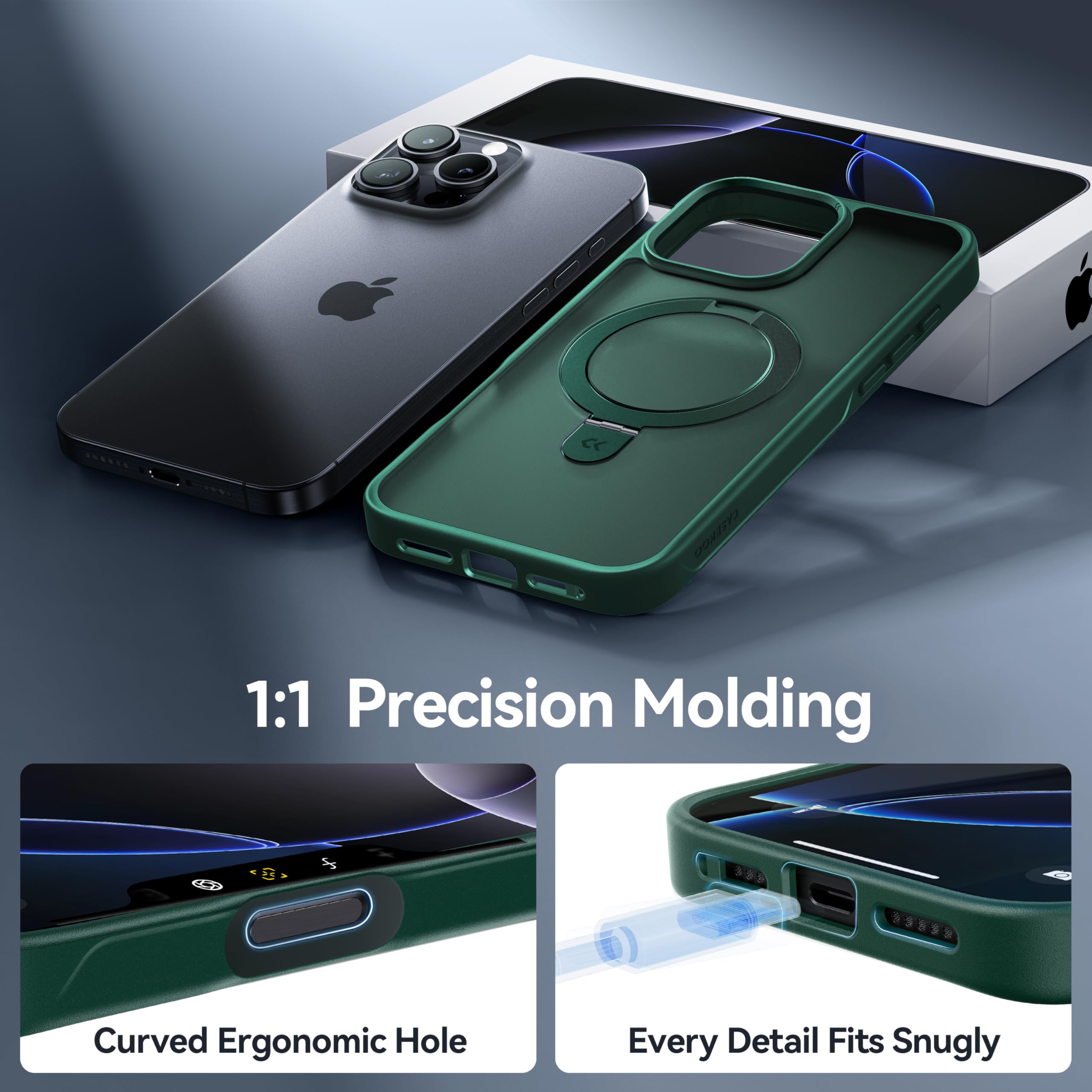Foto 8 pulgar | Funda De Teléfono Casekoo Diseñada Para Iphone 16 Pro Con Soporte Verde - Venta Internacional.