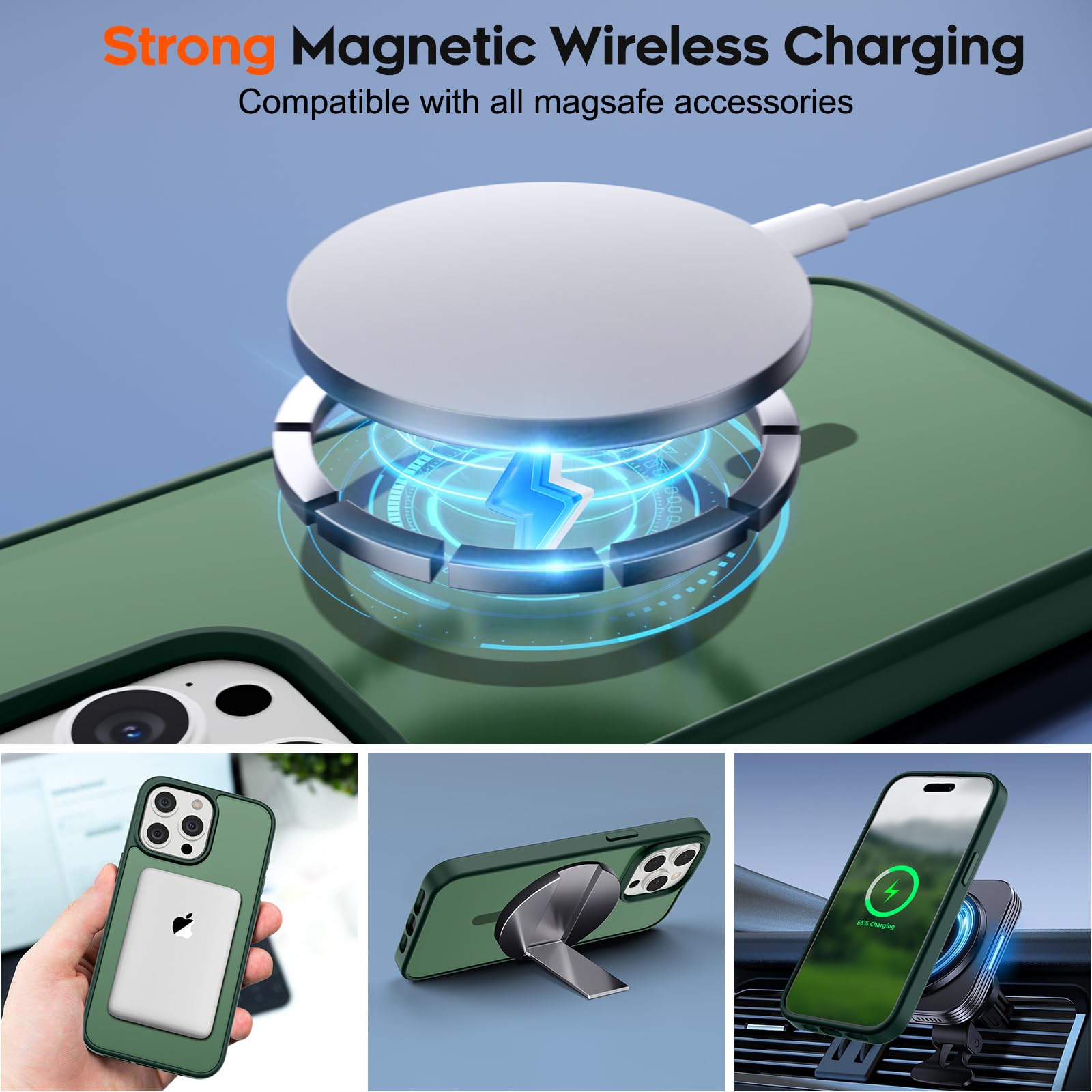 Foto 3 | Funda Magnética Supfine Para Iphone 15 Pro Max Forest Green - Venta Internacional.