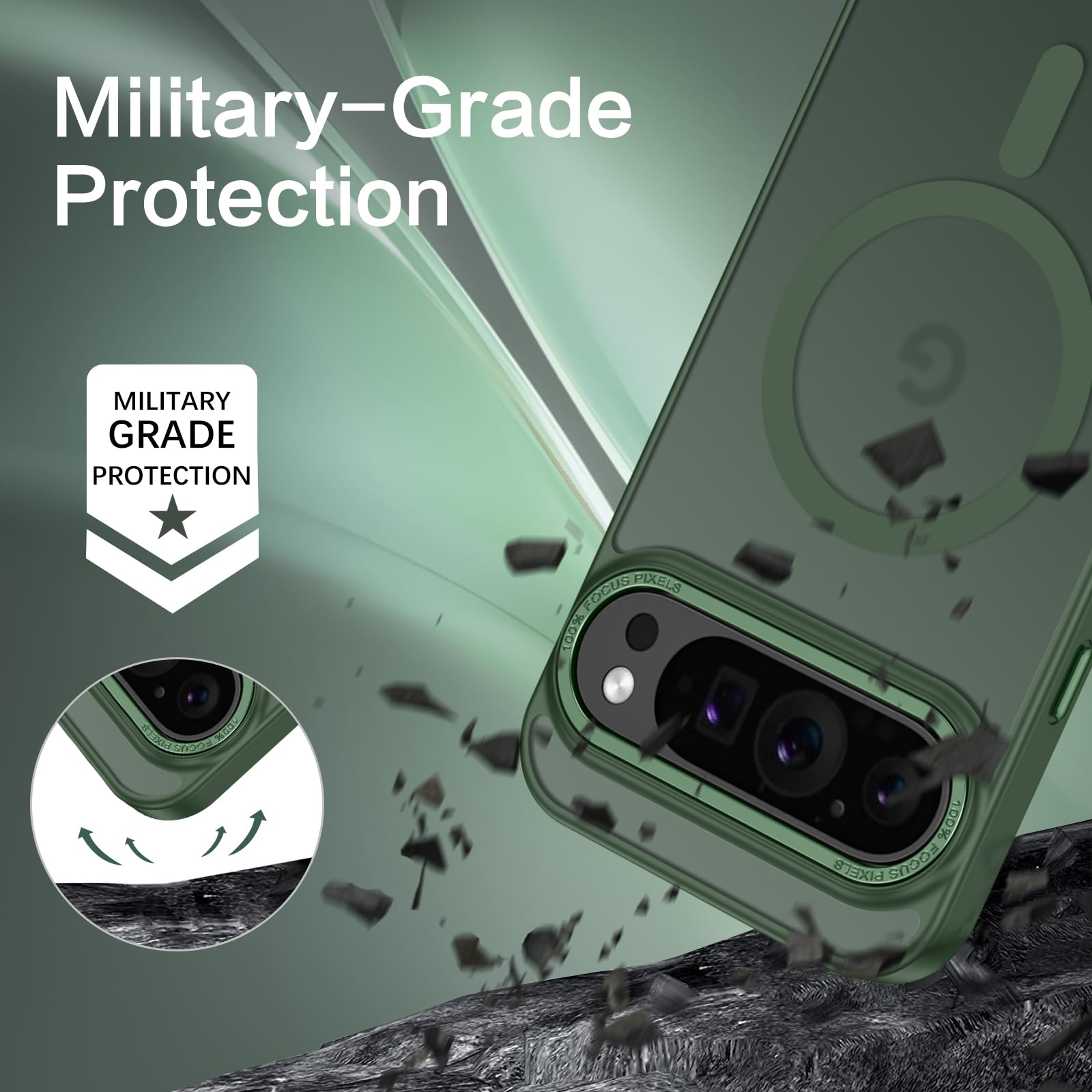 Foto 3 pulgar | Funda Magnética Bentoben Para Google Pixel 9 Pro Xl, Color Verde Oscuro - Venta Internacional.