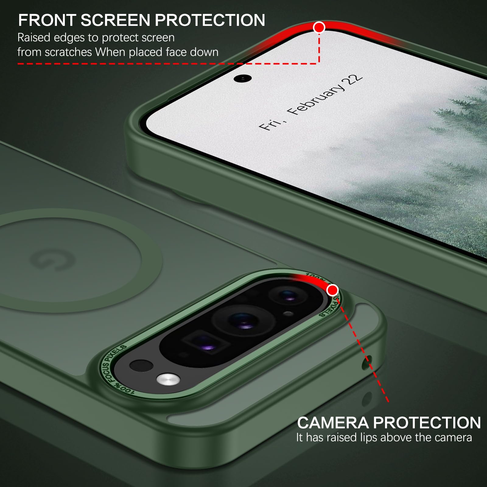 Foto 6 pulgar | Funda Magnética Bentoben Para Google Pixel 9 Pro Xl, Color Verde Oscuro - Venta Internacional.