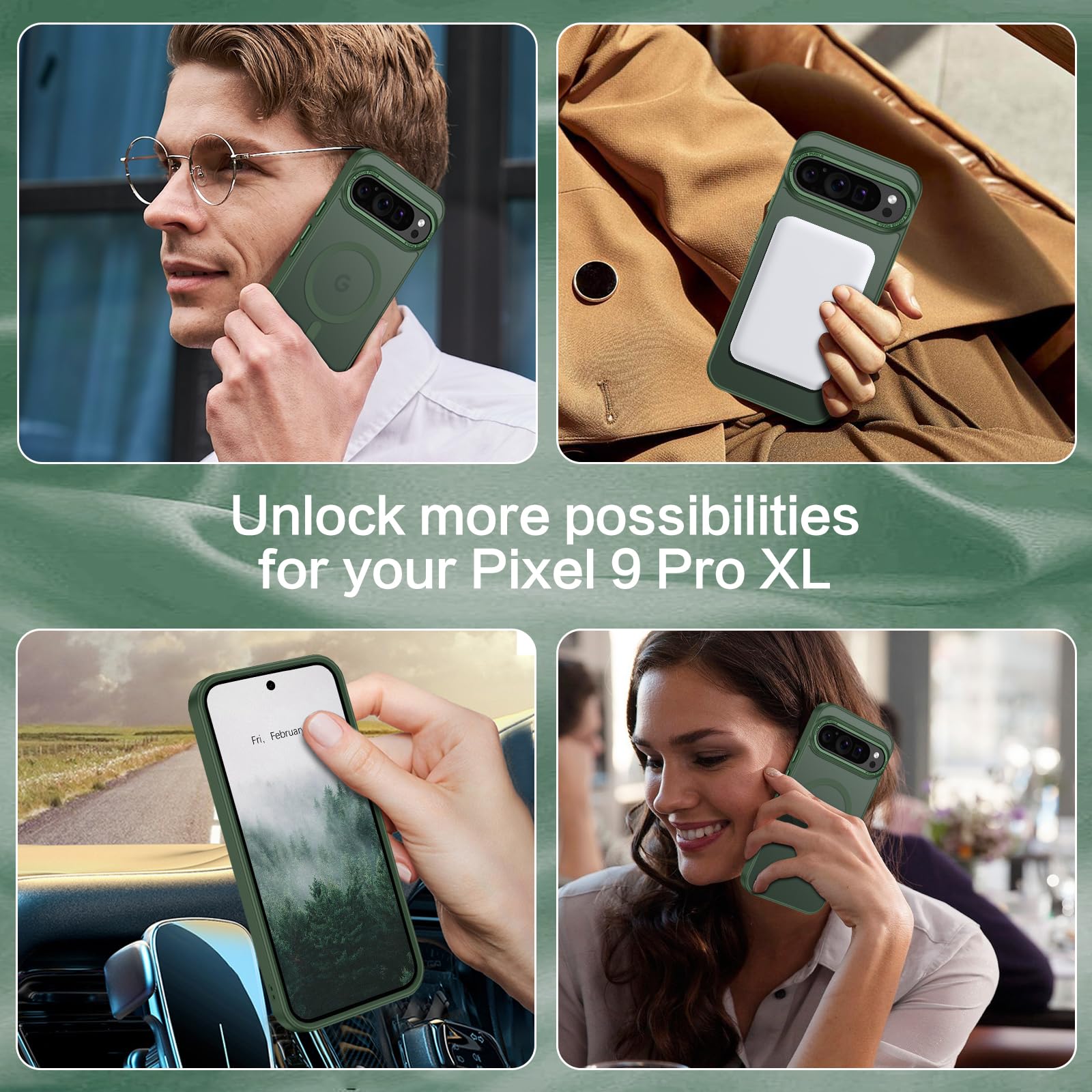 Foto 8 pulgar | Funda Magnética Bentoben Para Google Pixel 9 Pro Xl, Color Verde Oscuro - Venta Internacional.