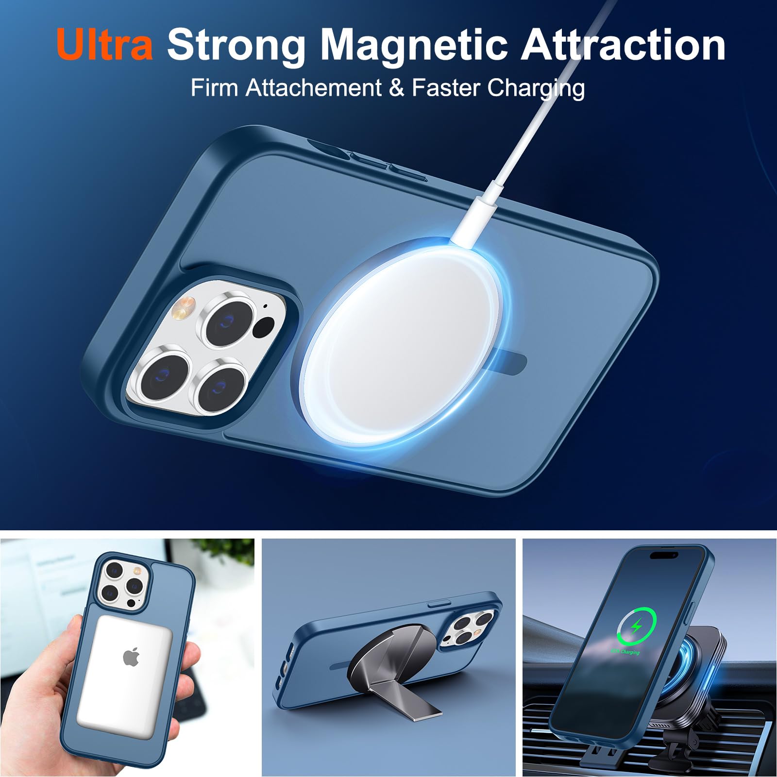 Foto 6 pulgar | Funda Magnética Supfine Para Iphone 14 Pro Max Deep Blue - Venta Internacional.
